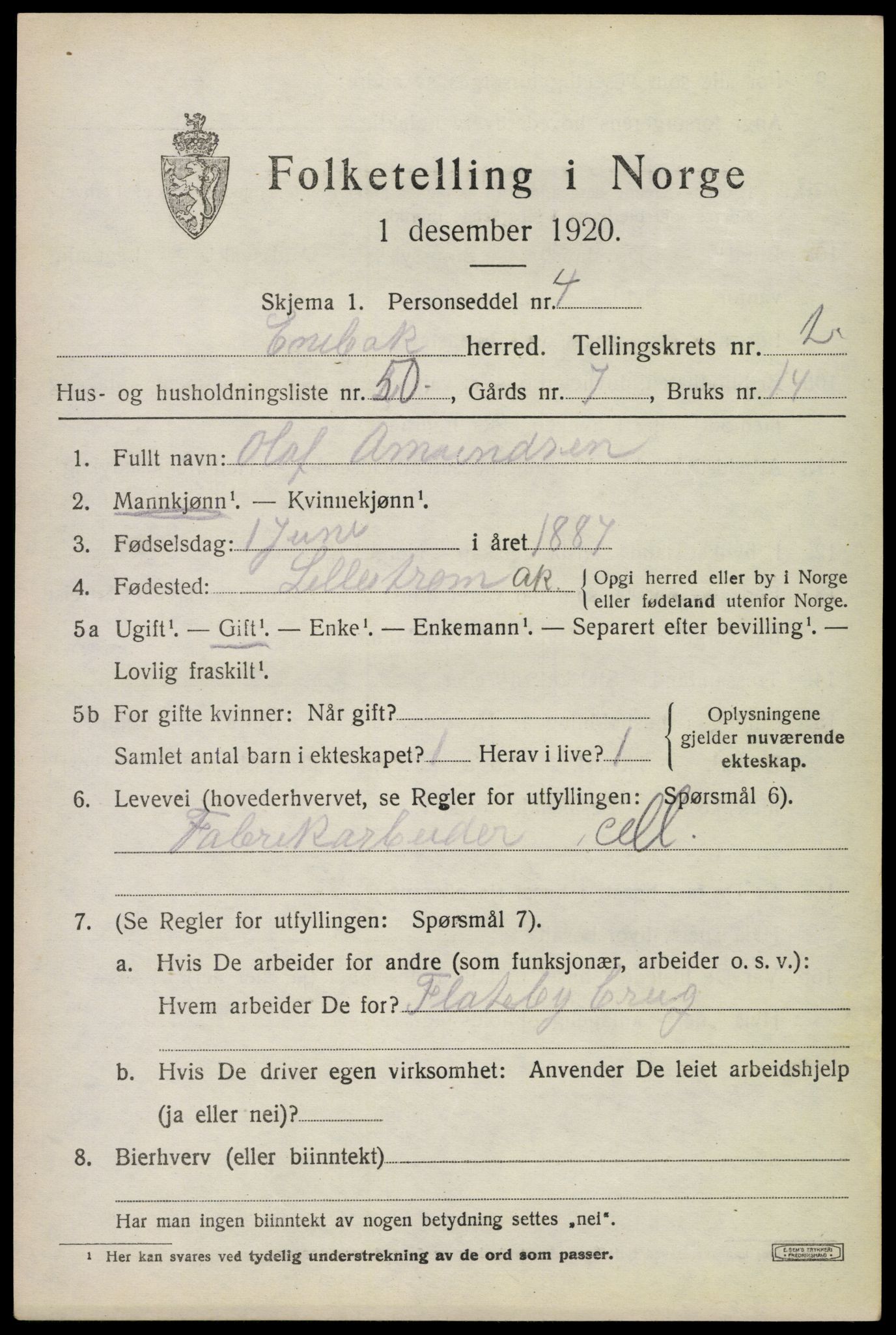 SAO, Folketelling 1920 for 0229 Enebakk herred, 1920, s. 2699