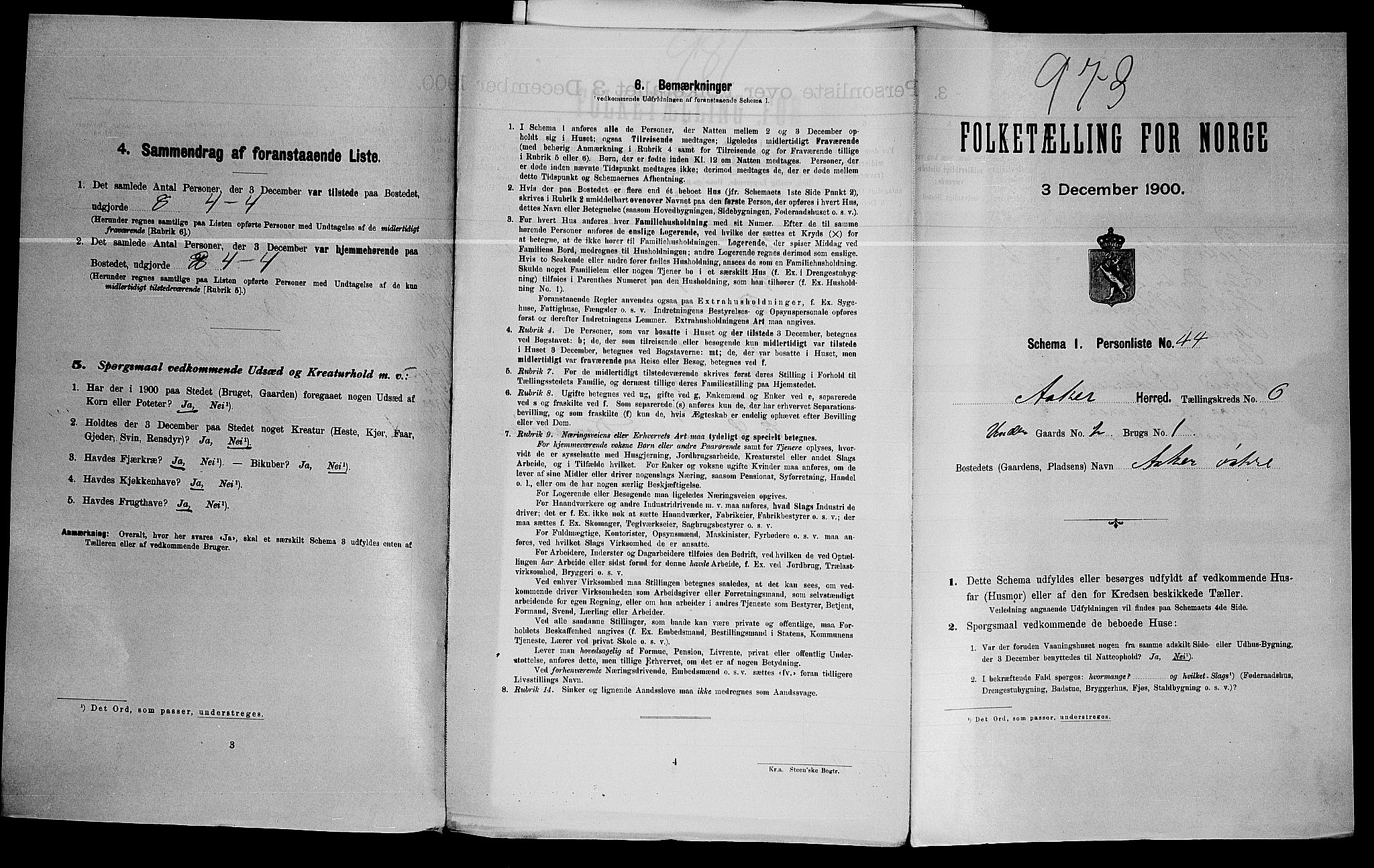 SAO, Folketelling 1900 for 0220 Asker herred, 1900, s. 405