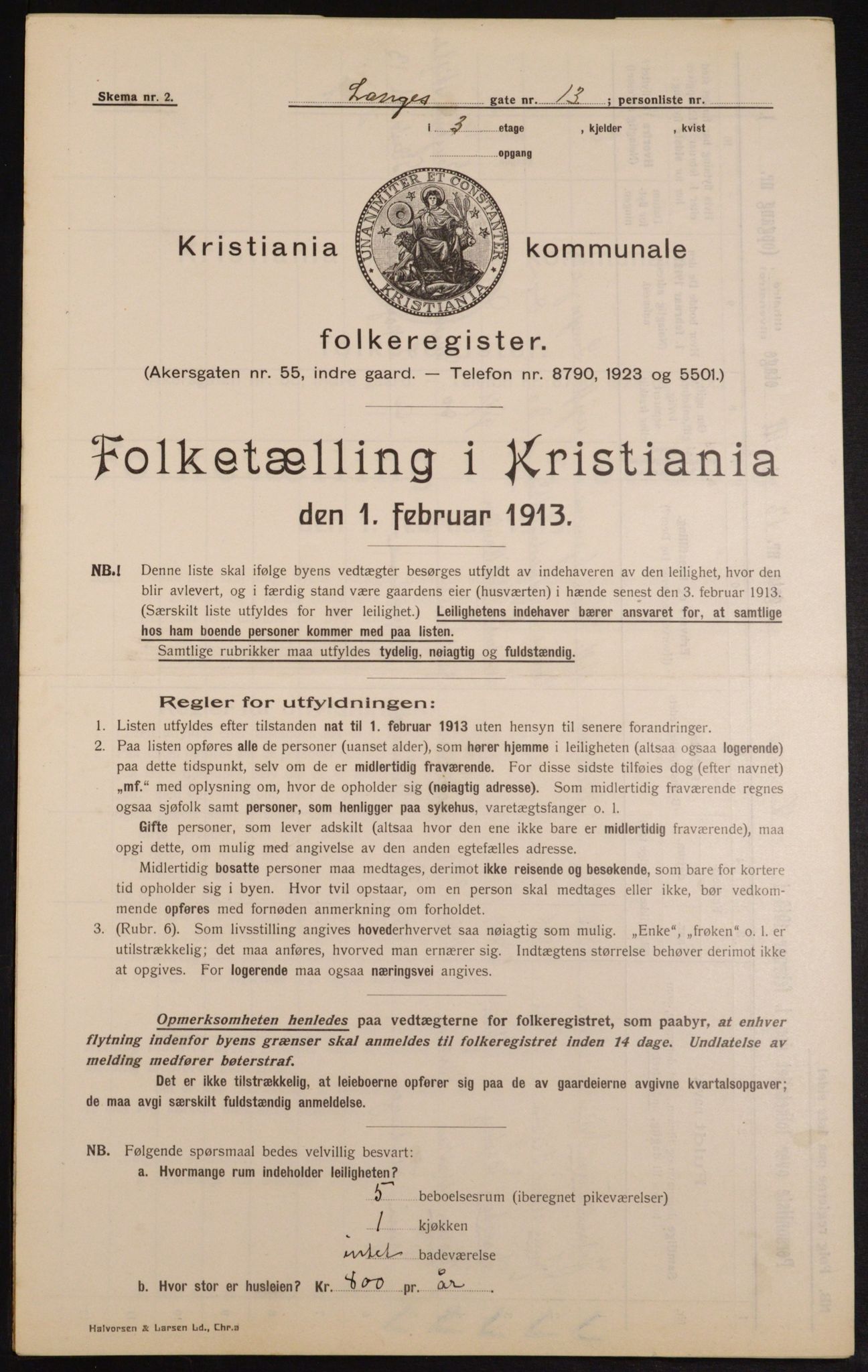 OBA, Kommunal folketelling 1.2.1913 for Kristiania, 1913, s. 56151