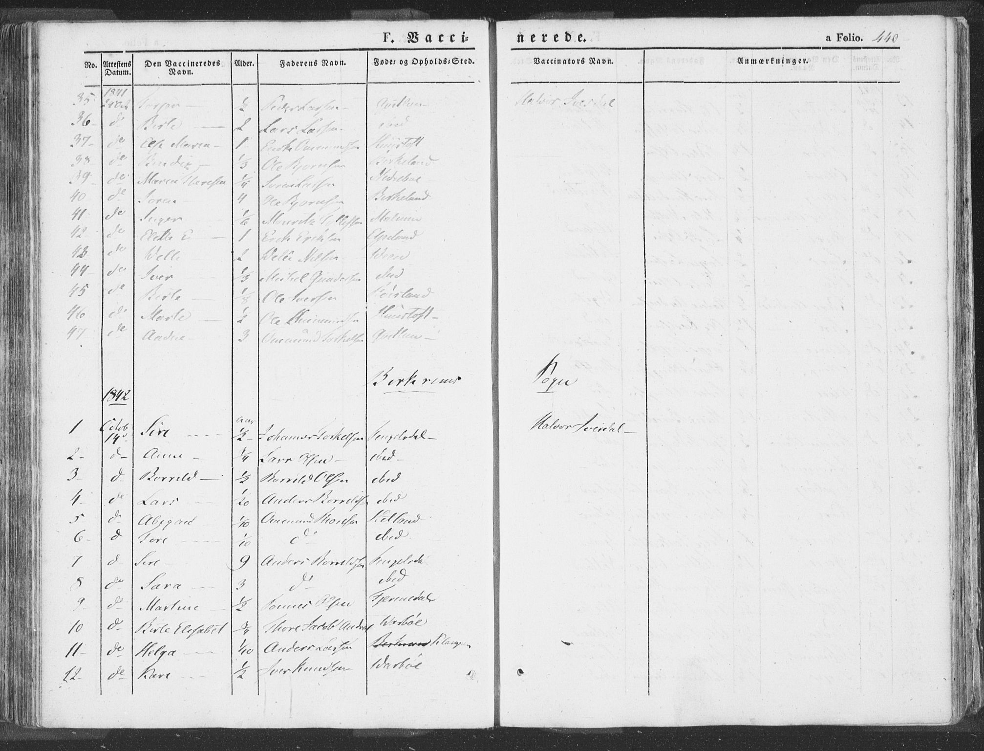 Helleland sokneprestkontor, SAST/A-101810: Ministerialbok nr. A 6.2, 1834-1863, s. 440