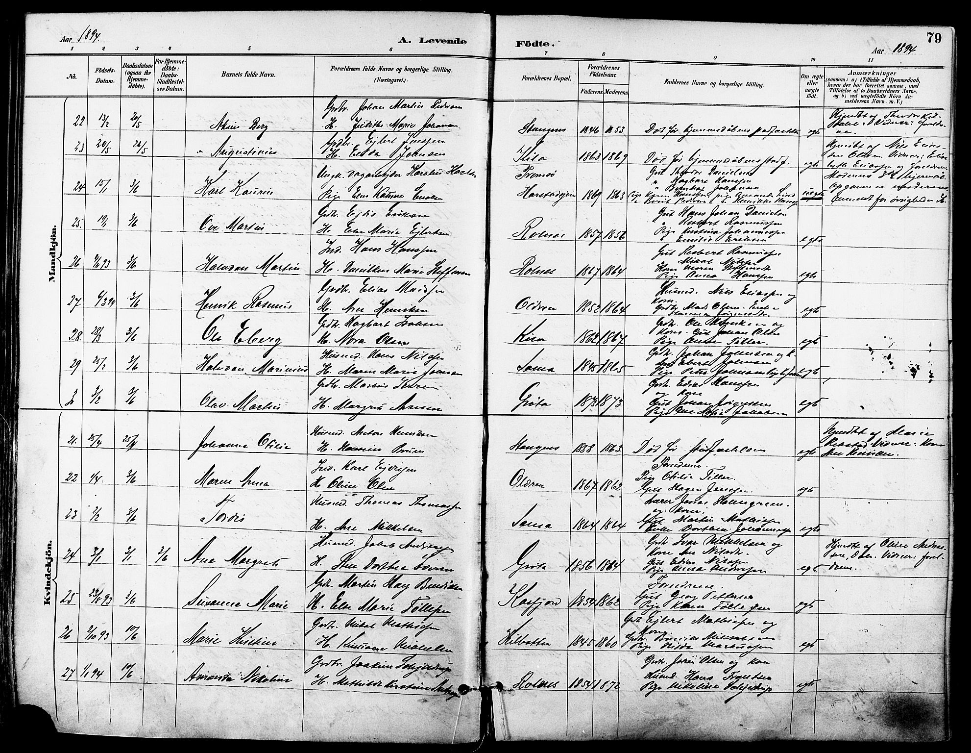 Trondenes sokneprestkontor, AV/SATØ-S-1319/H/Ha/L0016kirke: Ministerialbok nr. 16, 1890-1898, s. 79