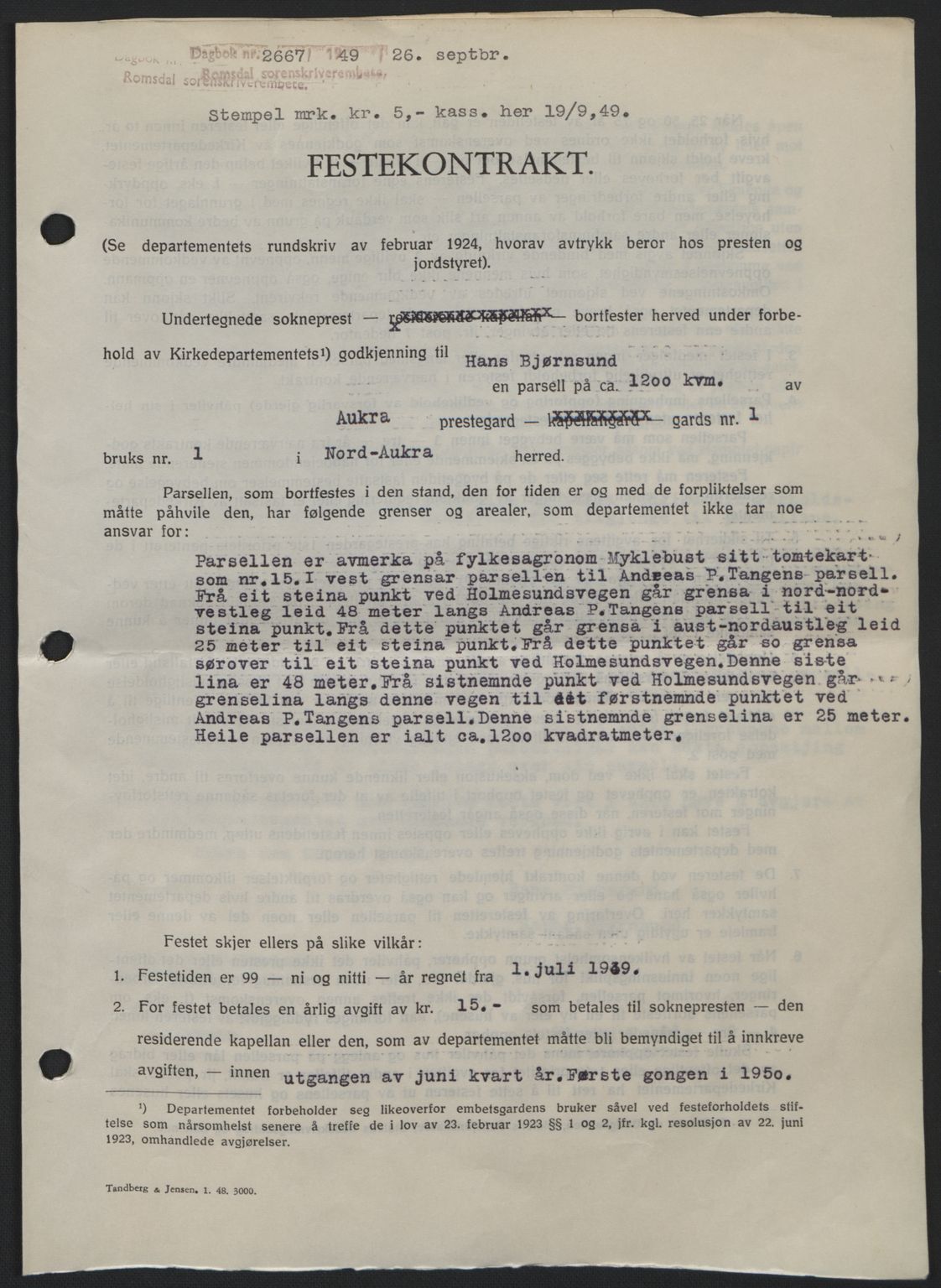 Romsdal sorenskriveri, SAT/A-4149/1/2/2C: Pantebok nr. A31, 1949-1949, Dagboknr: 2667/1949
