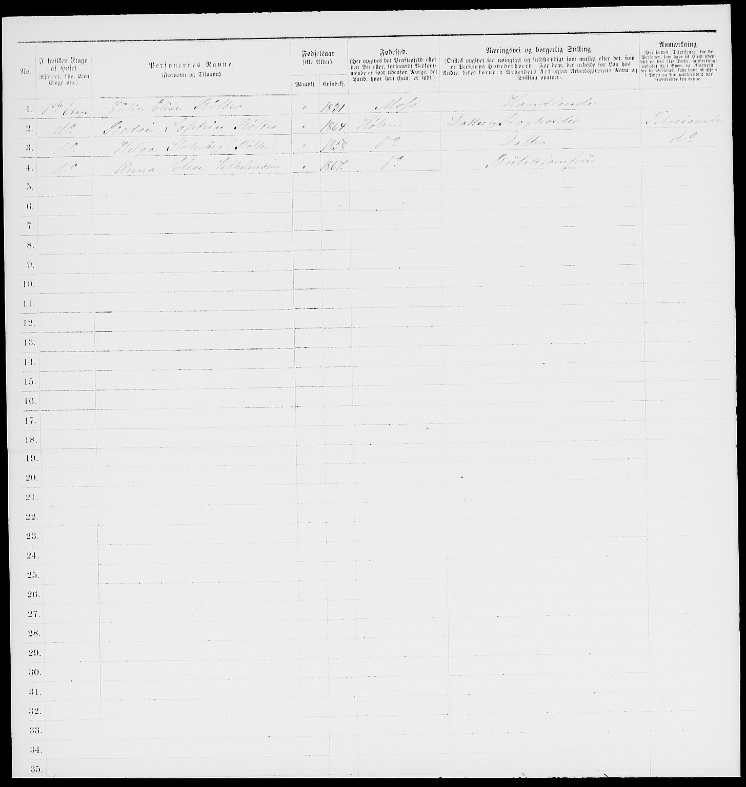 RA, Folketelling 1885 for 0204 Hølen ladested, 1885, s. 12