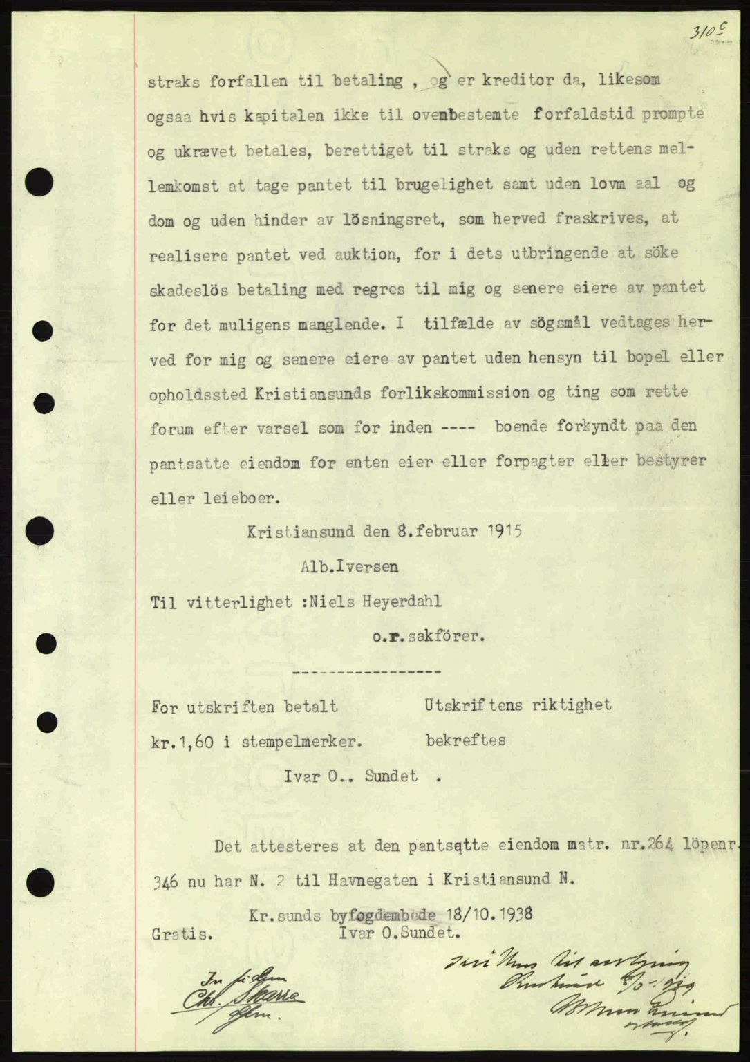 Kristiansund byfogd, AV/SAT-A-4587/A/27: Pantebok nr. 31, 1938-1939, Dagboknr: 213/1939