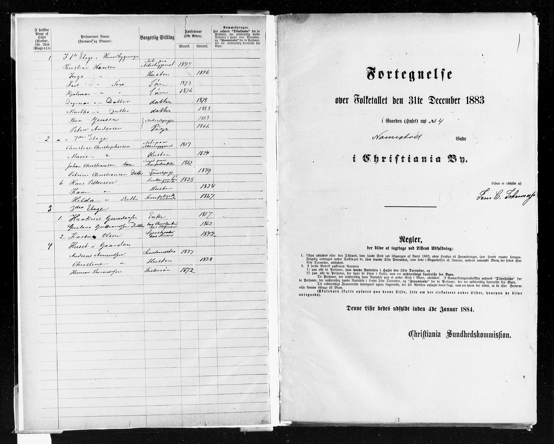 OBA, Kommunal folketelling 31.12.1883 for Kristiania kjøpstad, 1883, s. 2931