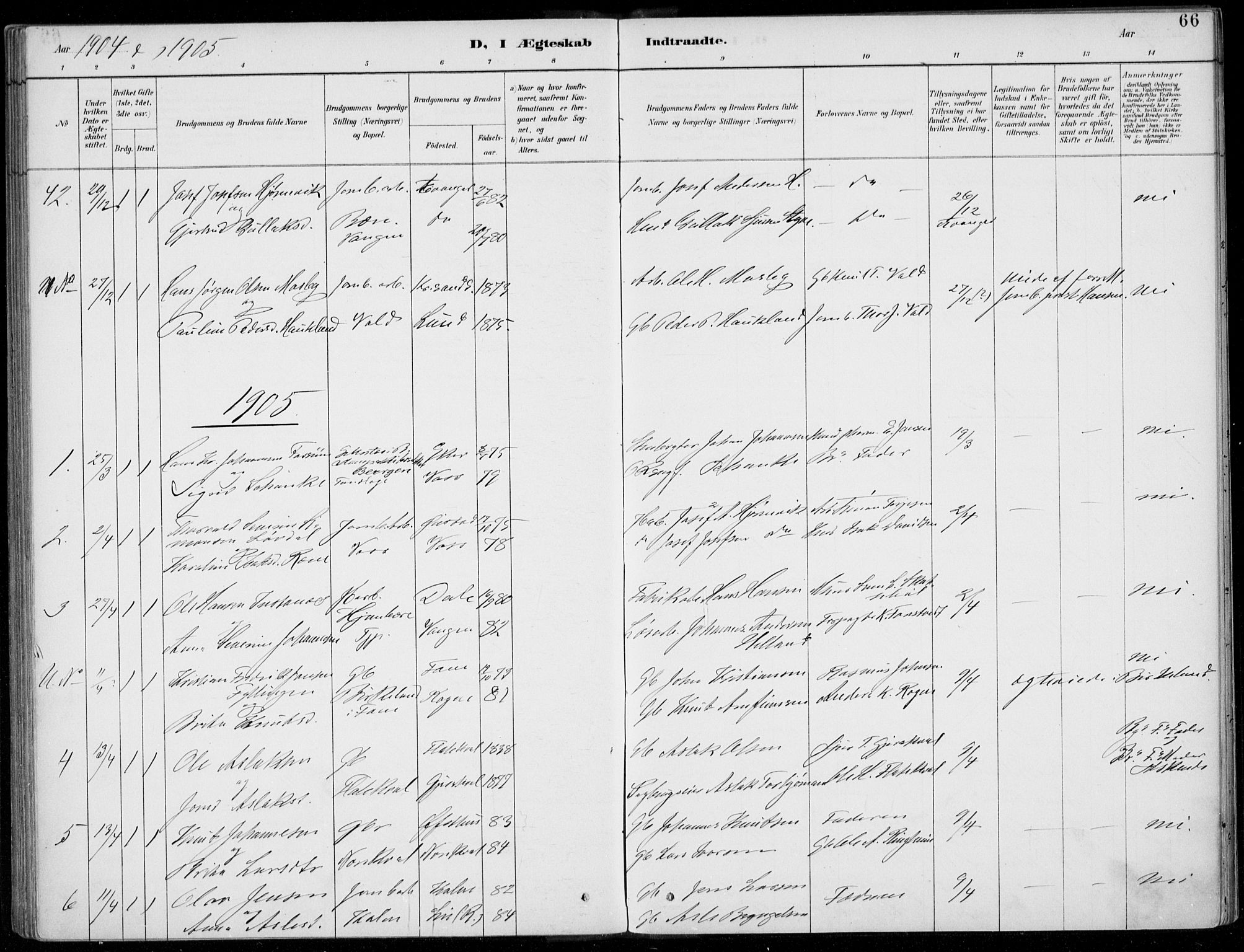 Voss sokneprestembete, AV/SAB-A-79001/H/Haa: Ministerialbok nr. C  1, 1887-1915, s. 66