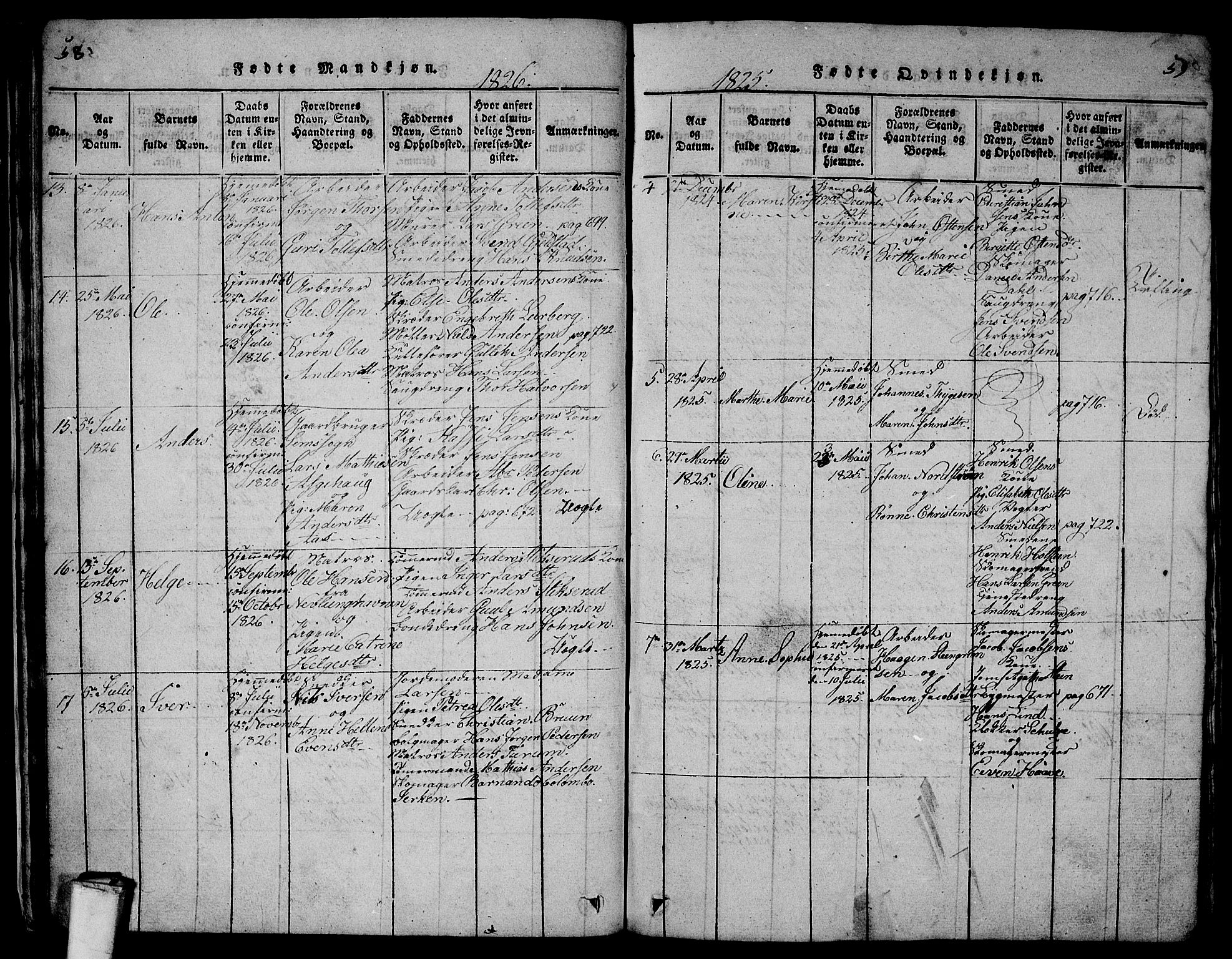 Larvik kirkebøker, AV/SAKO-A-352/G/Gb/L0001: Klokkerbok nr. II 1, 1818-1843, s. 58-59