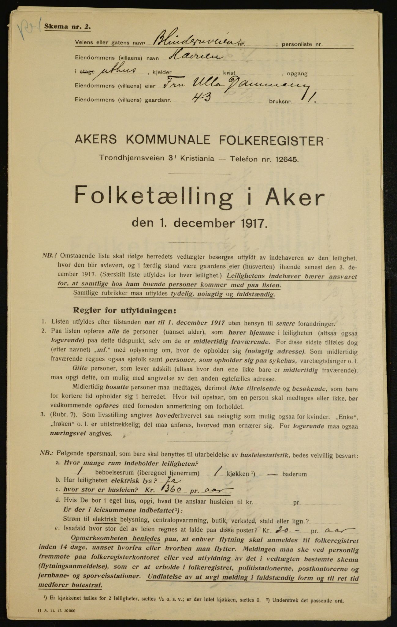 OBA, Kommunal folketelling 1.12.1917 for Aker, 1917, s. 10432