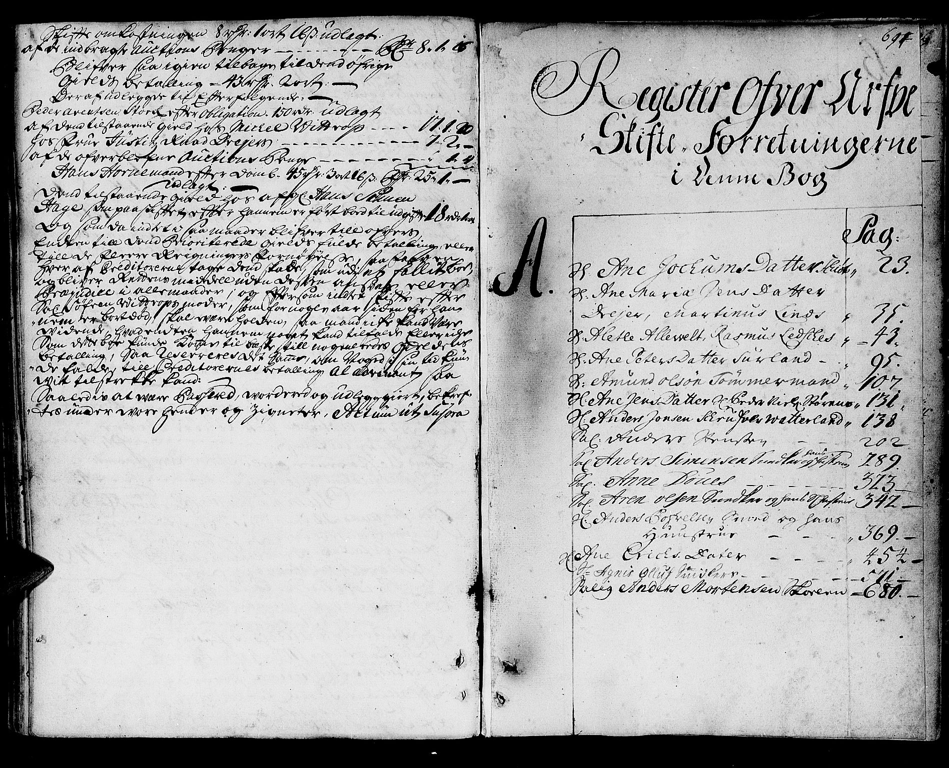 Trondheim byfogd, AV/SAT-A-0003/1/3/3A/L0007: Skifteprotokoll - gml.nr.7. (m/ register), 1716-1720, s. 693b-694a