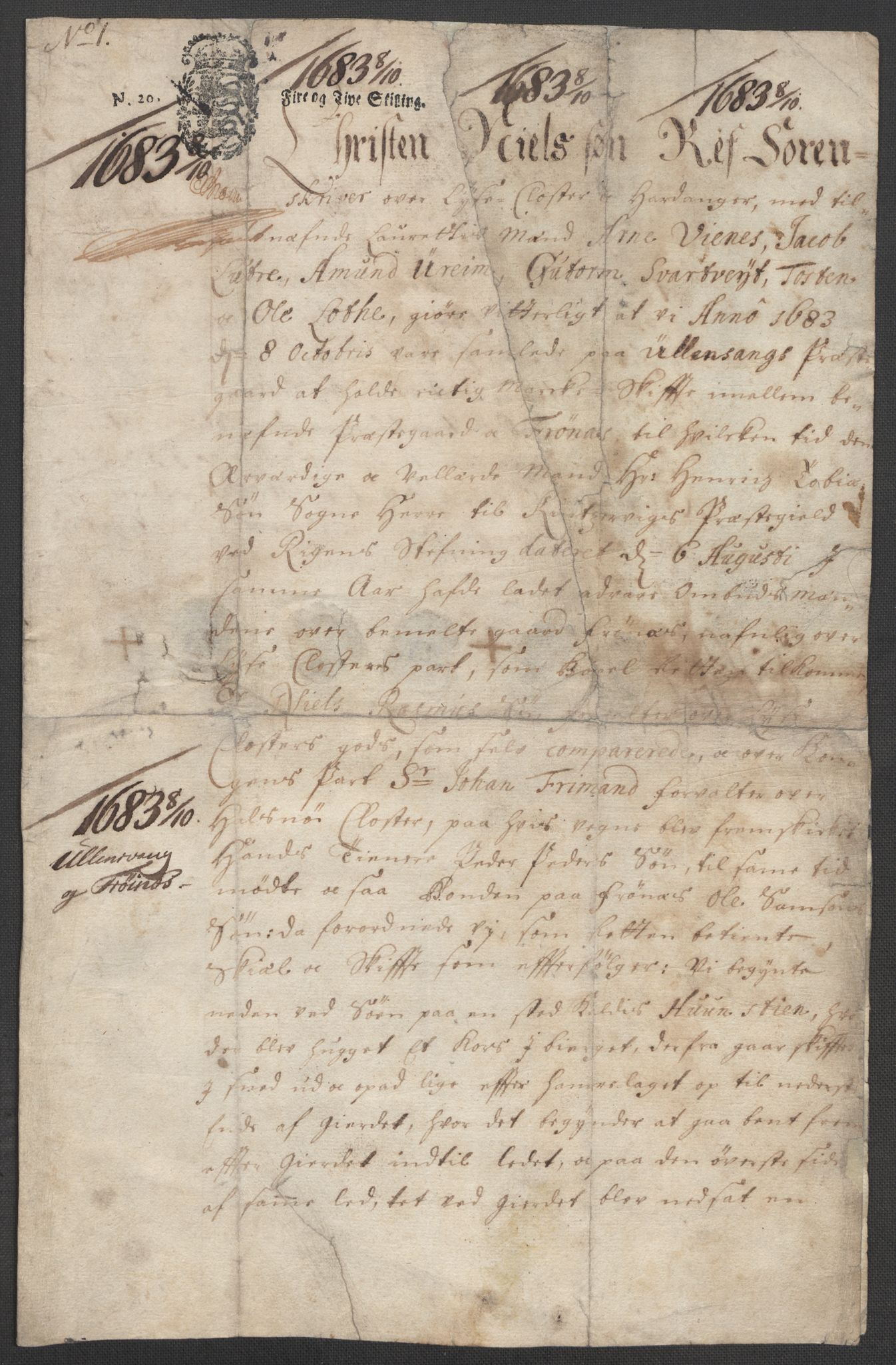 Riksarkivets diplomsamling, AV/RA-EA-5965/F15/L0037: Prestearkiv - Hordaland, 1577-1733, s. 94