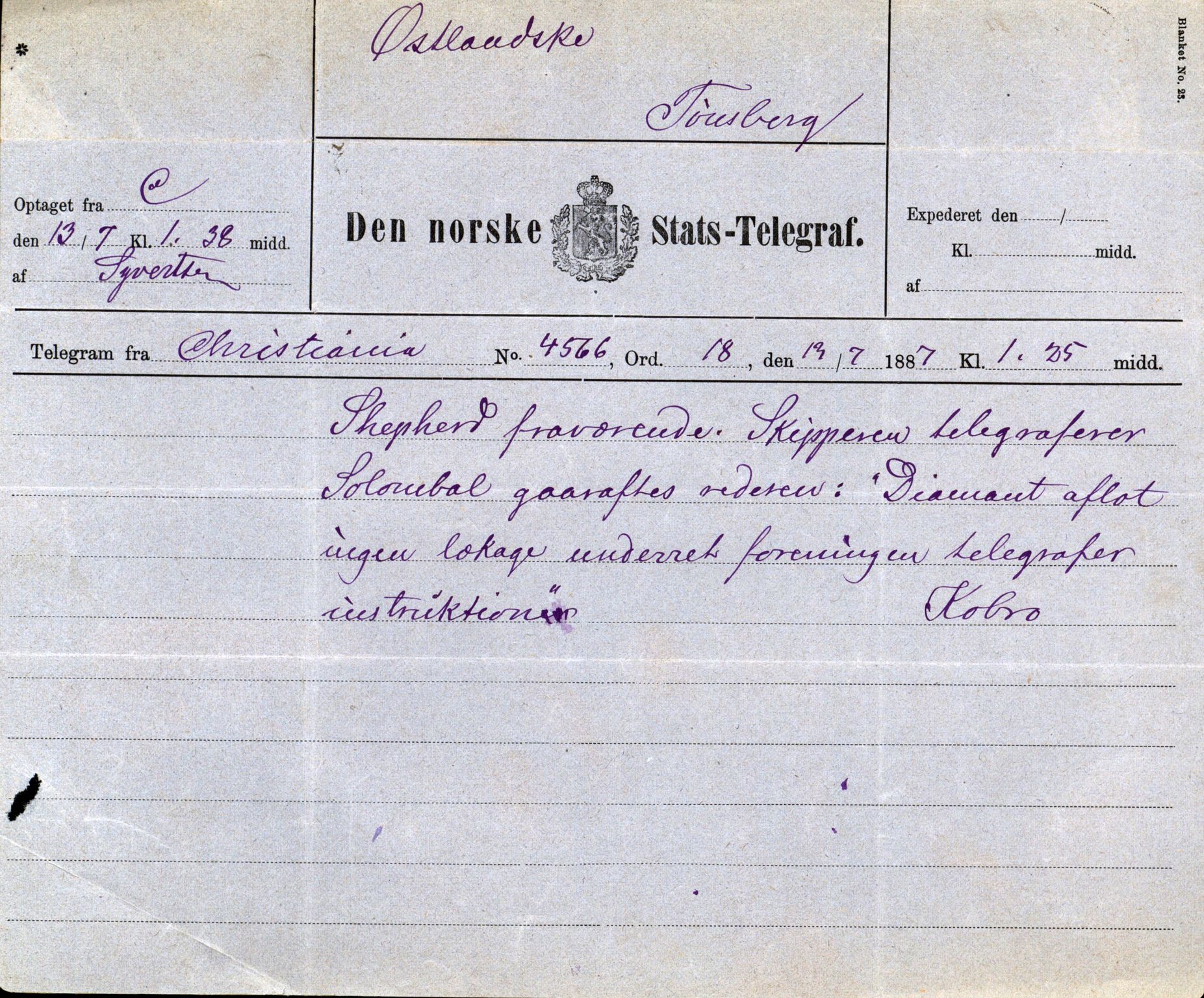 Pa 63 - Østlandske skibsassuranceforening, VEMU/A-1079/G/Ga/L0020/0003: Havaridokumenter / Anton, Diamant, Templar, Finn, Eliezer, Arctic, 1887, s. 101