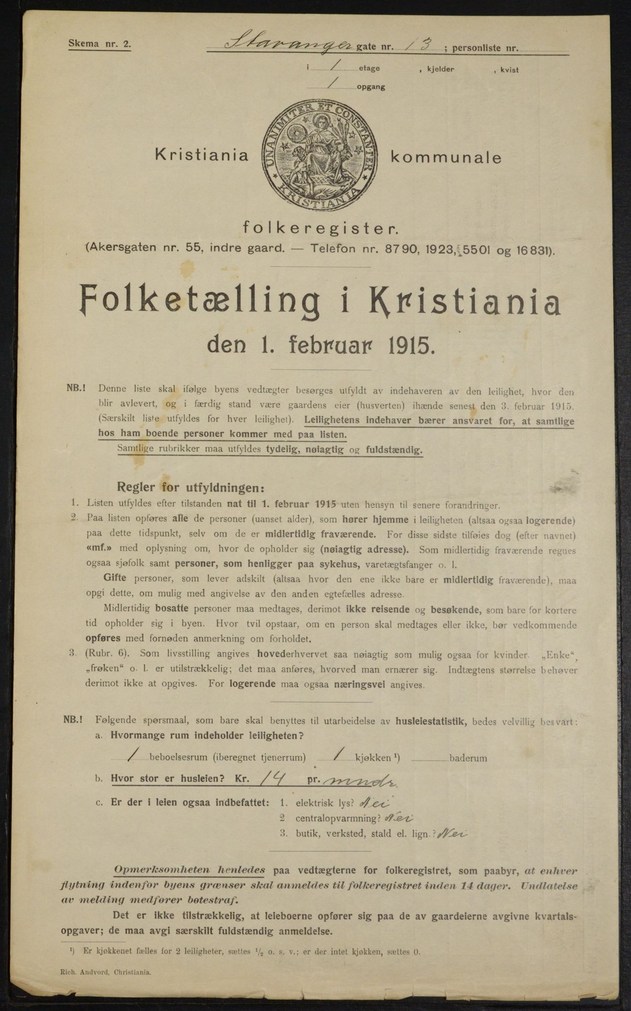 OBA, Kommunal folketelling 1.2.1915 for Kristiania, 1915, s. 100795