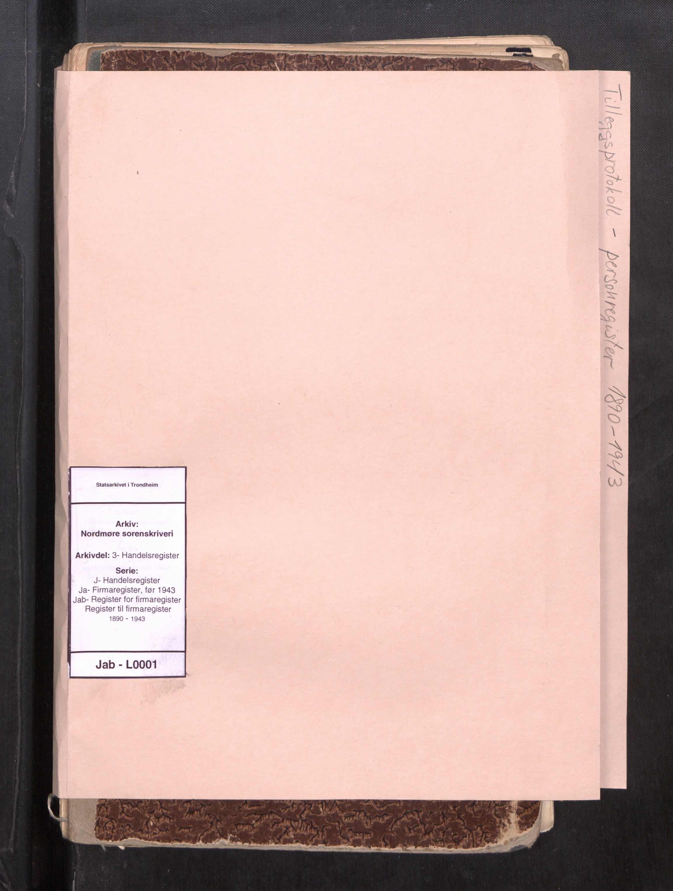 Nordmøre sorenskriveri, SAT/A-4132/3/J/Ja/Jab/L0001: Register til firmaregister, 1890-1943, s. 1