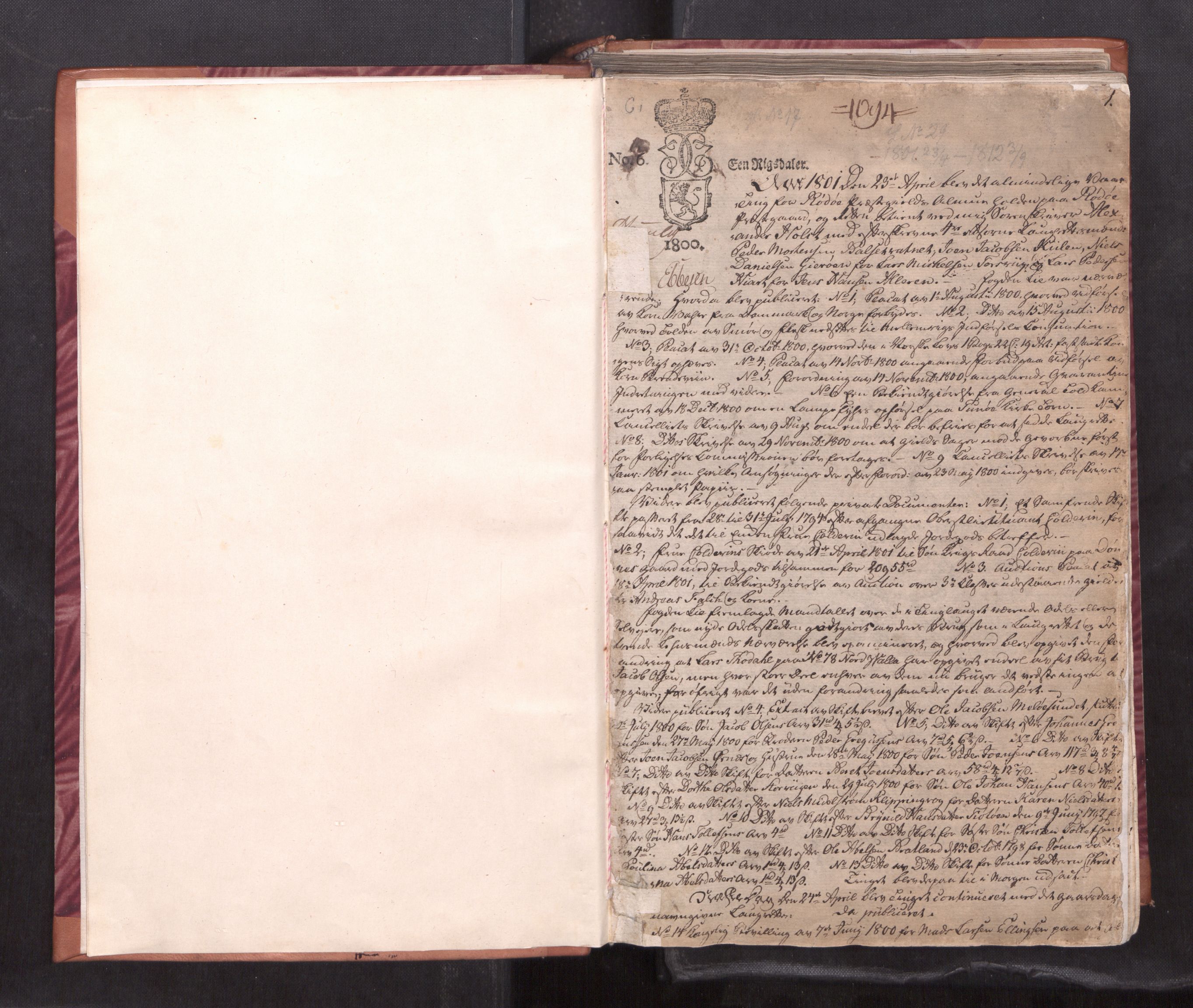 Helgeland sorenskriveri, SAT/A-0004/1/1A/L0036: Tingbok 26A, 1801-1806, s. 1a