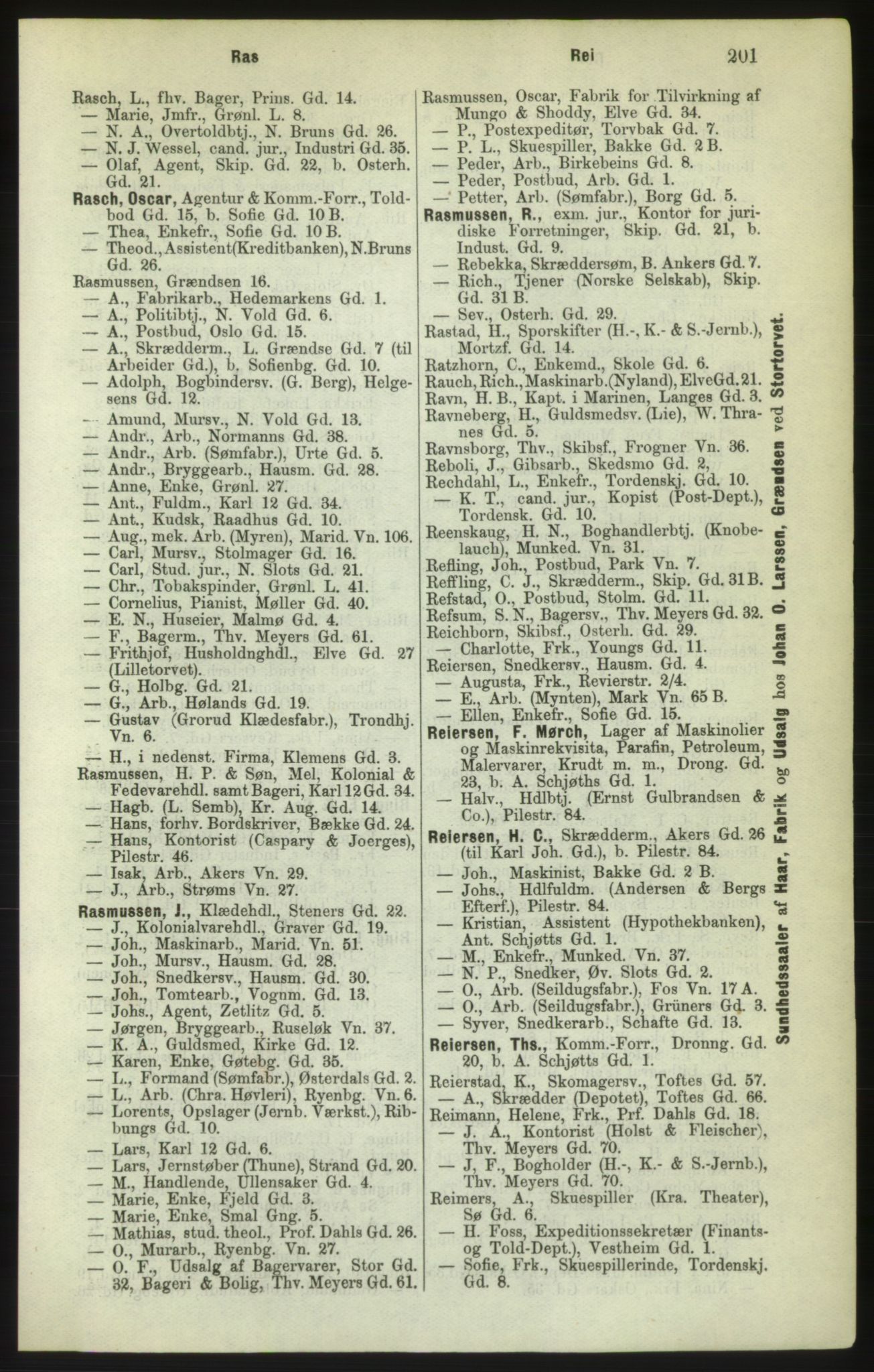 Kristiania/Oslo adressebok, PUBL/-, 1882, s. 201