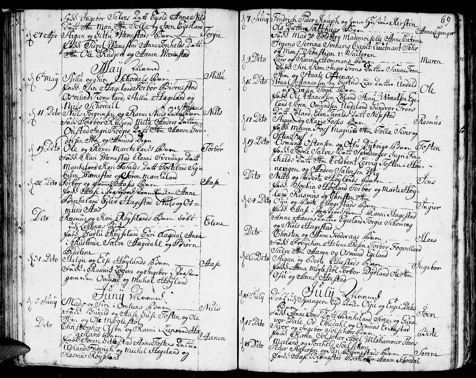 Lyngdal sokneprestkontor, AV/SAK-1111-0029/F/Fa/Fac/L0001: Ministerialbok nr. A 1, 1727-1779, s. 69