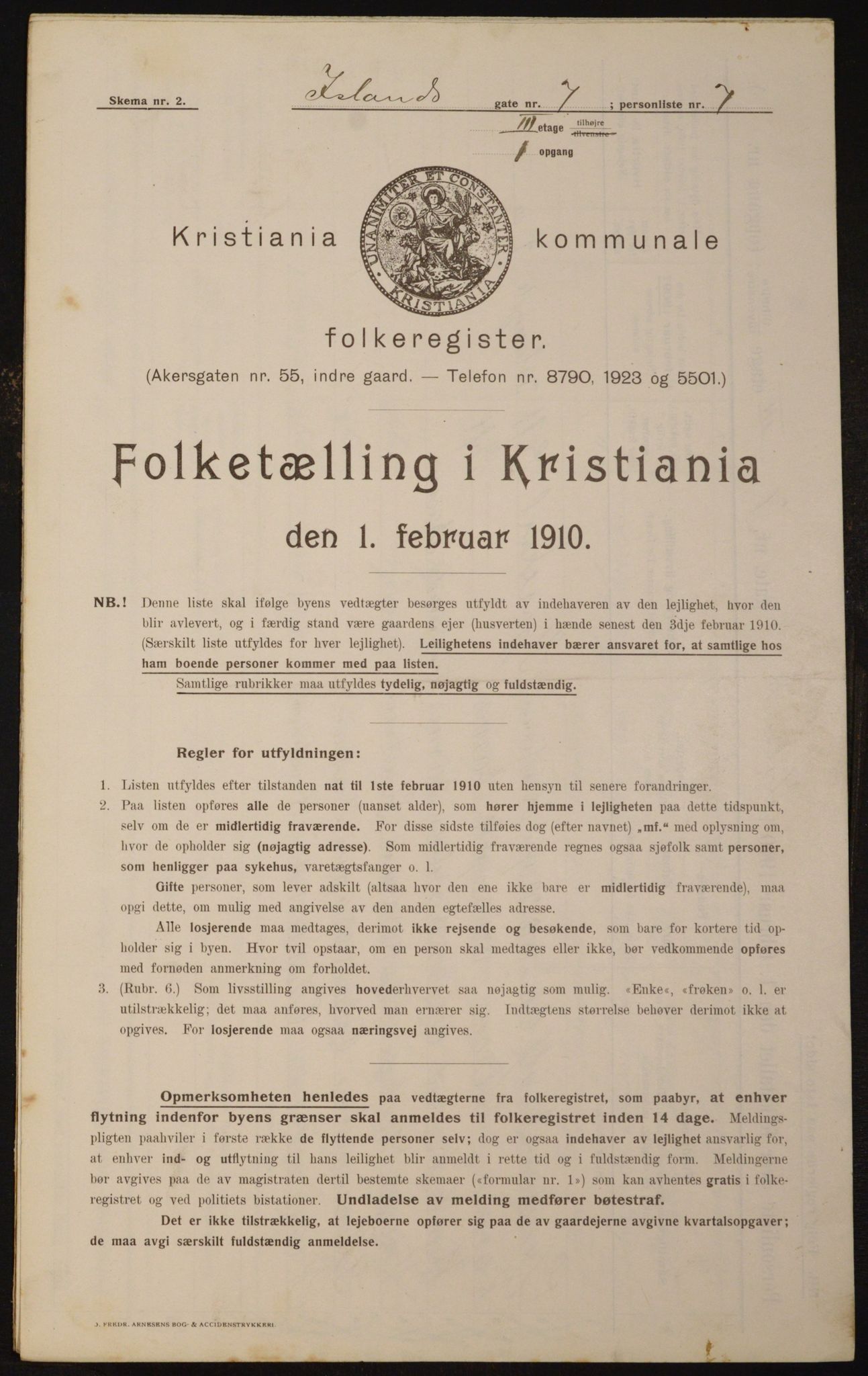 OBA, Kommunal folketelling 1.2.1910 for Kristiania, 1910, s. 43456