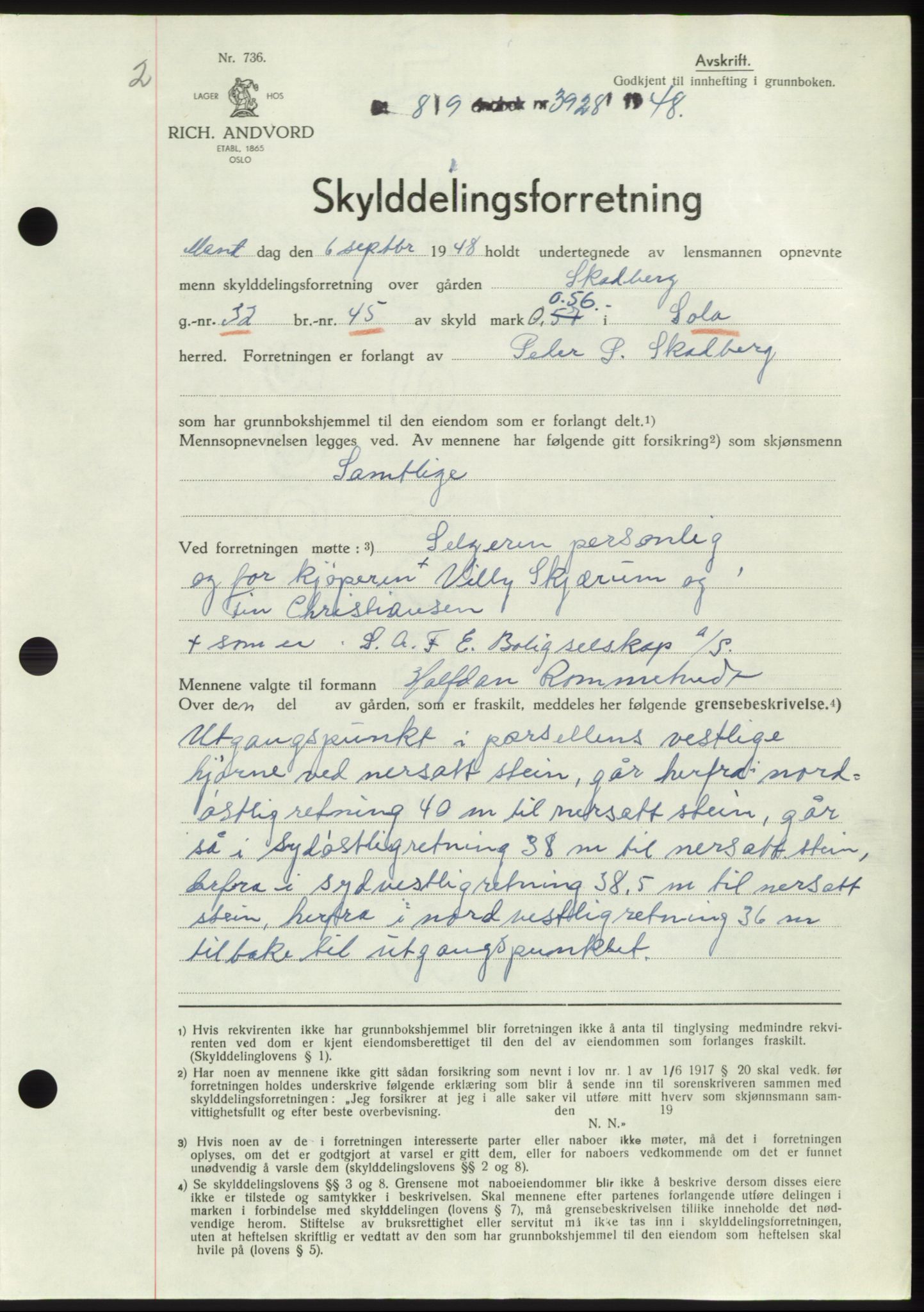 Jæren sorenskriveri, SAST/A-100310/03/G/Gba/L0100: Pantebok, 1948-1948, Dagboknr: 3928/1948