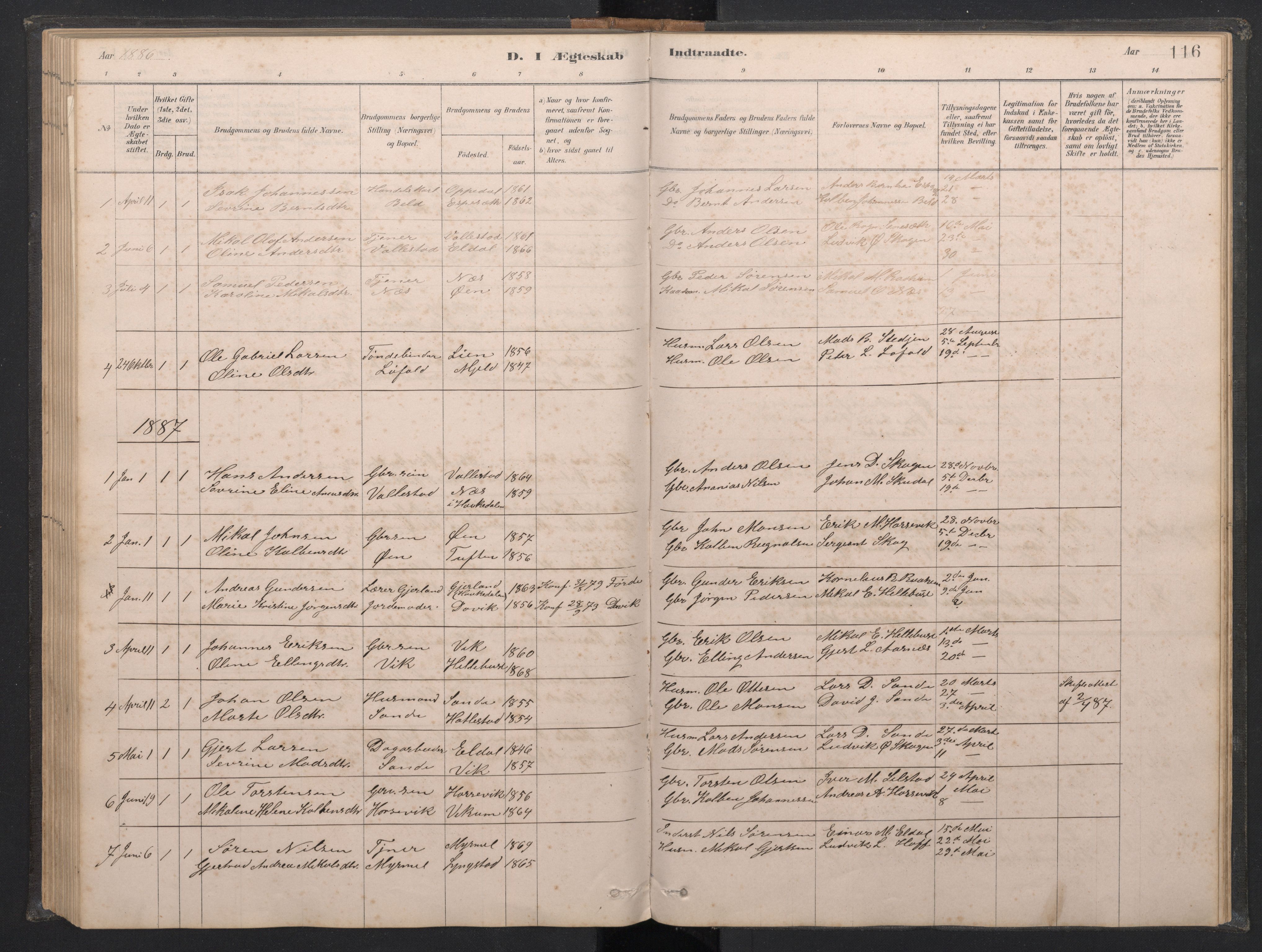 Gaular sokneprestembete, AV/SAB-A-80001/H/Hab: Klokkerbok nr. C 3, 1878-1897, s. 115b-116a