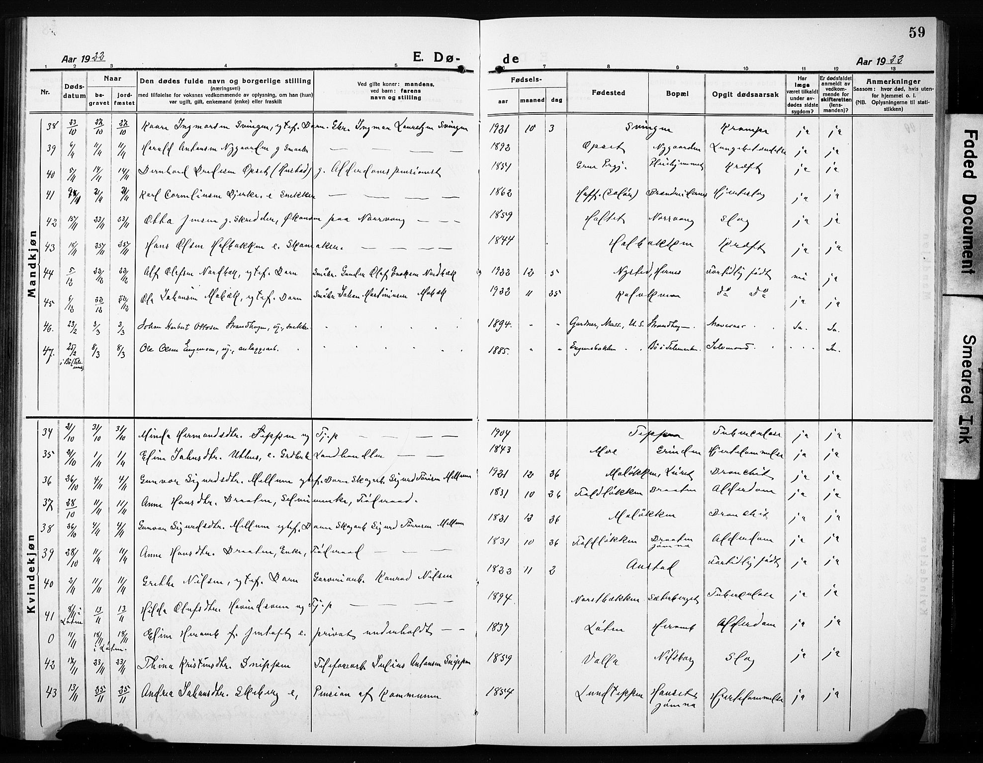 Elverum prestekontor, AV/SAH-PREST-044/H/Ha/Hab/L0014: Klokkerbok nr. 14, 1922-1933, s. 59