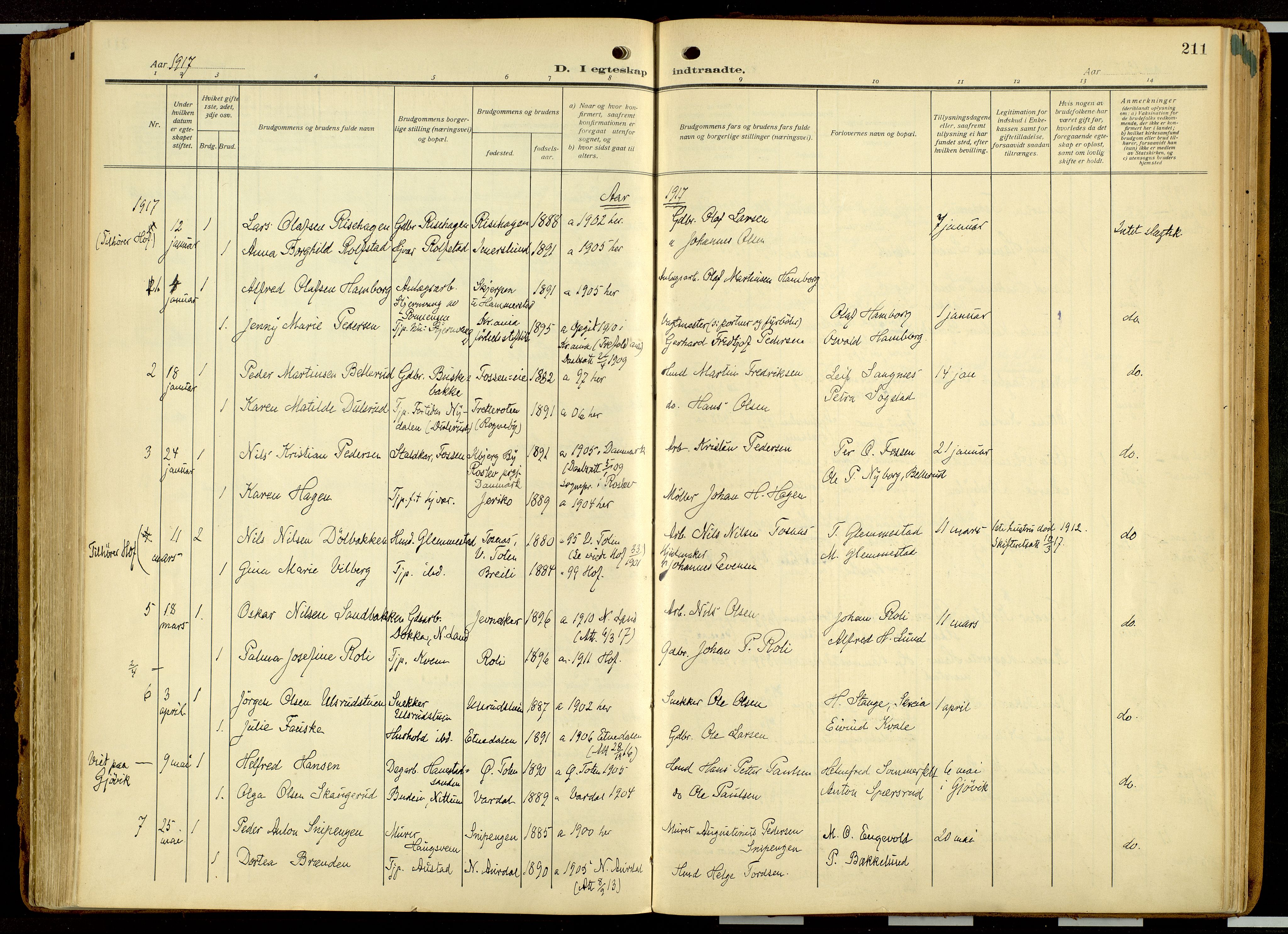 Balke prestekontor, AV/SAH-PREST-106/H/Ha/Haa/L0001: Ministerialbok nr. 1, 1914-1932, s. 211