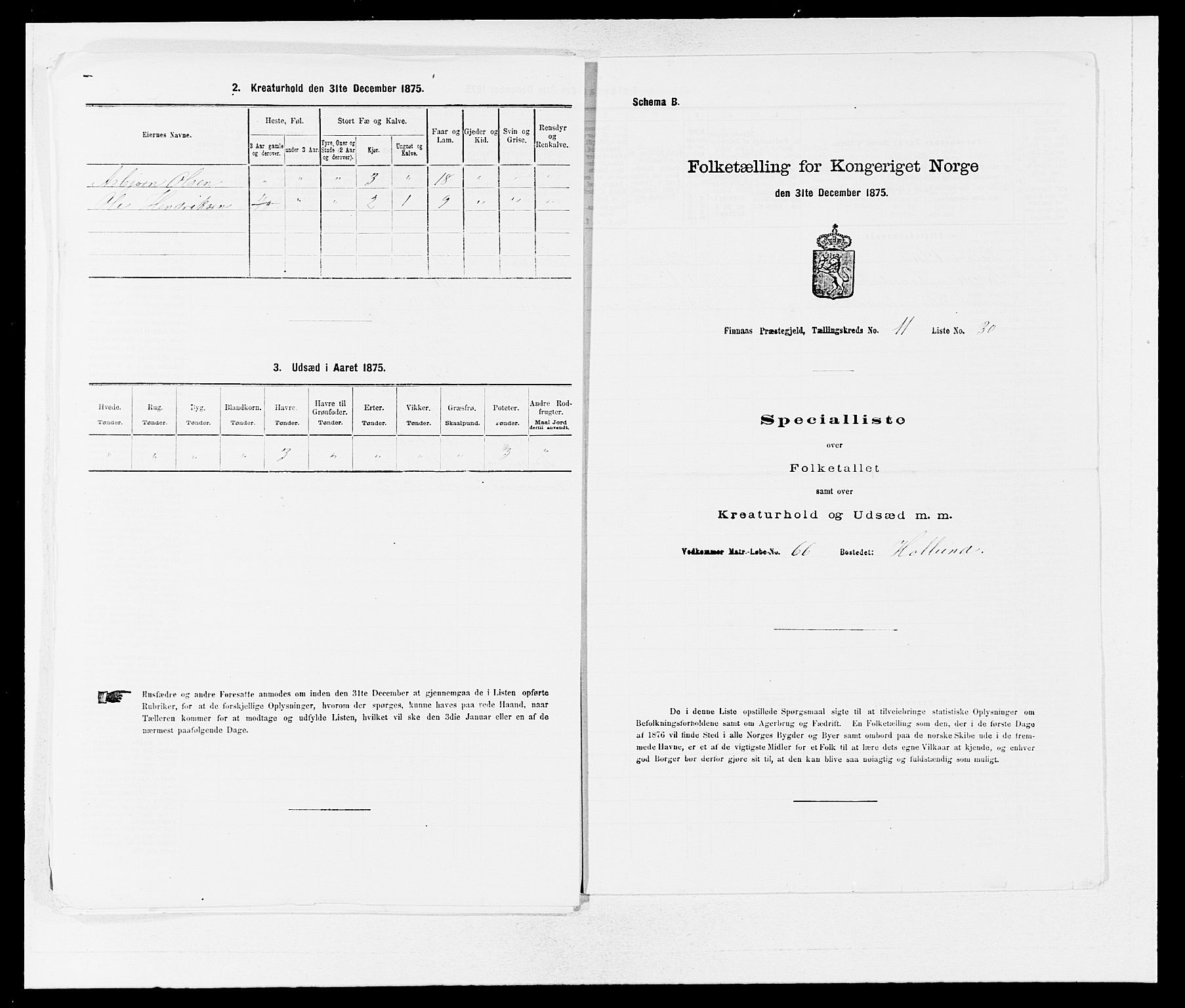 SAB, Folketelling 1875 for 1218P Finnås prestegjeld, 1875, s. 1354