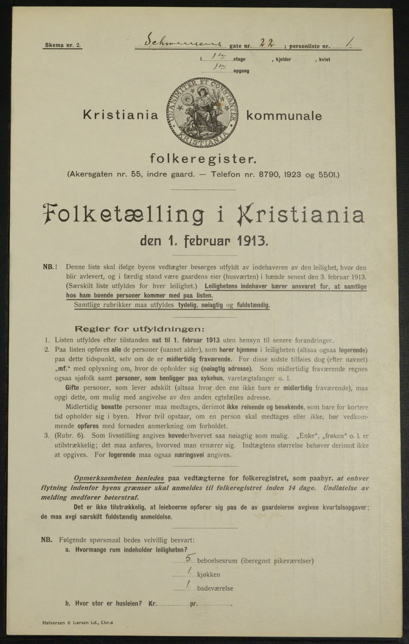 OBA, Kommunal folketelling 1.2.1913 for Kristiania, 1913, s. 92902