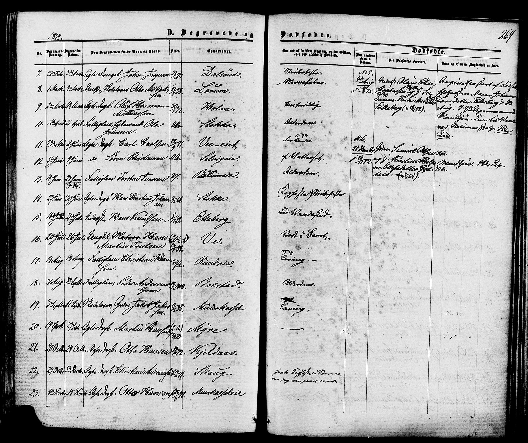 Sande Kirkebøker, AV/SAKO-A-53/F/Fa/L0005: Ministerialbok nr. 5, 1865-1877, s. 269