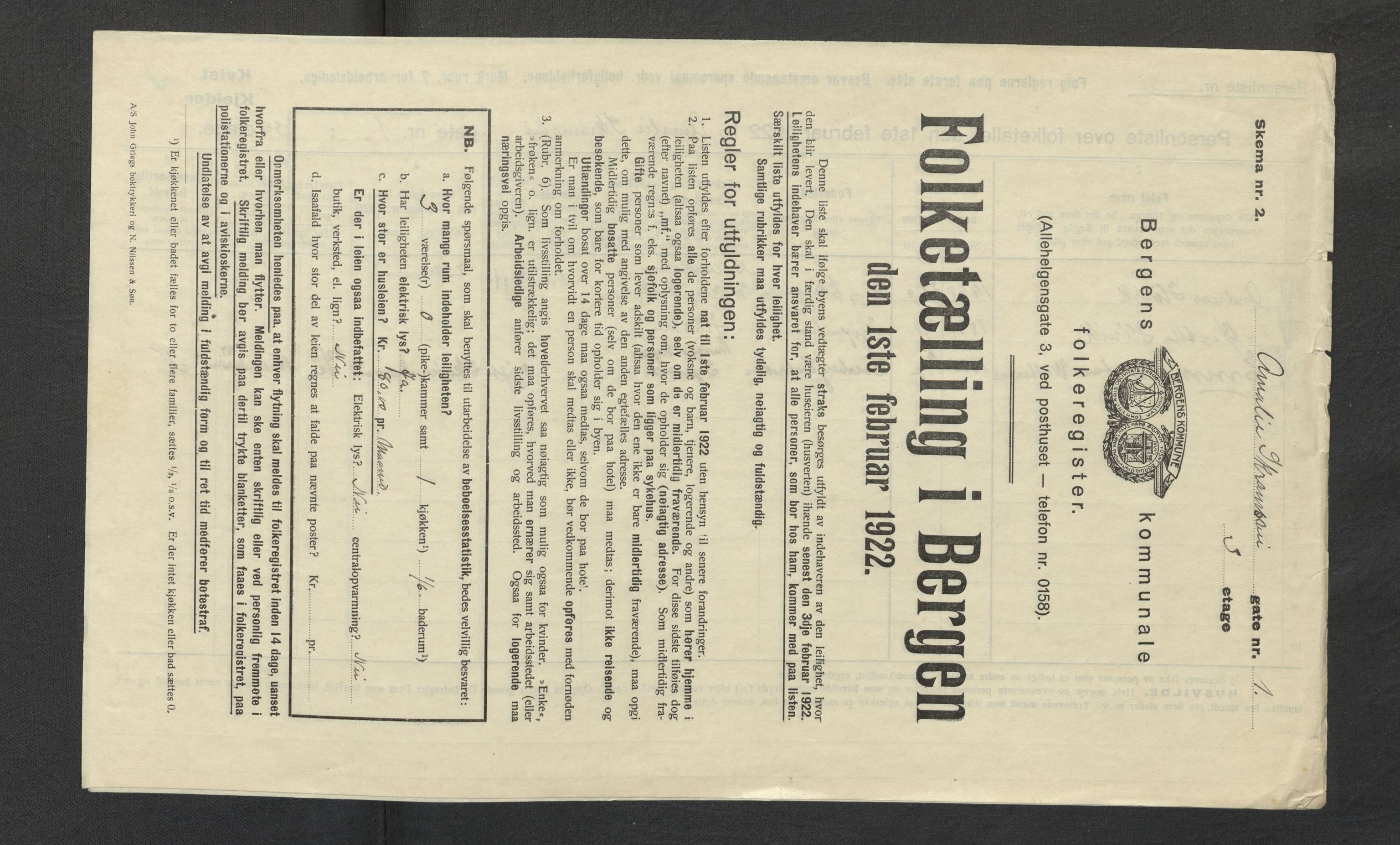 SAB, Kommunal folketelling 1922 for Bergen kjøpstad, 1922, s. 1276