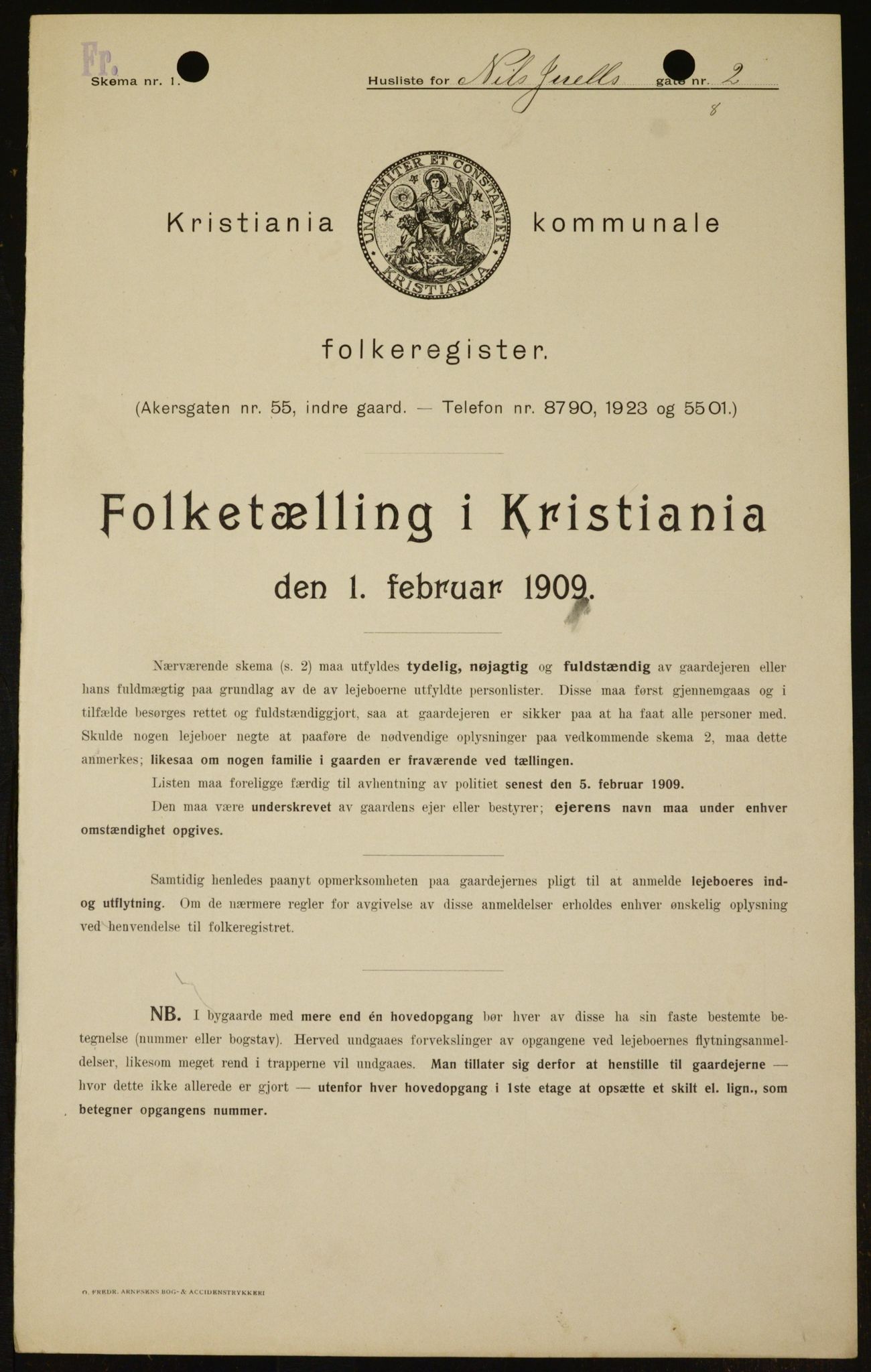 OBA, Kommunal folketelling 1.2.1909 for Kristiania kjøpstad, 1909, s. 63446