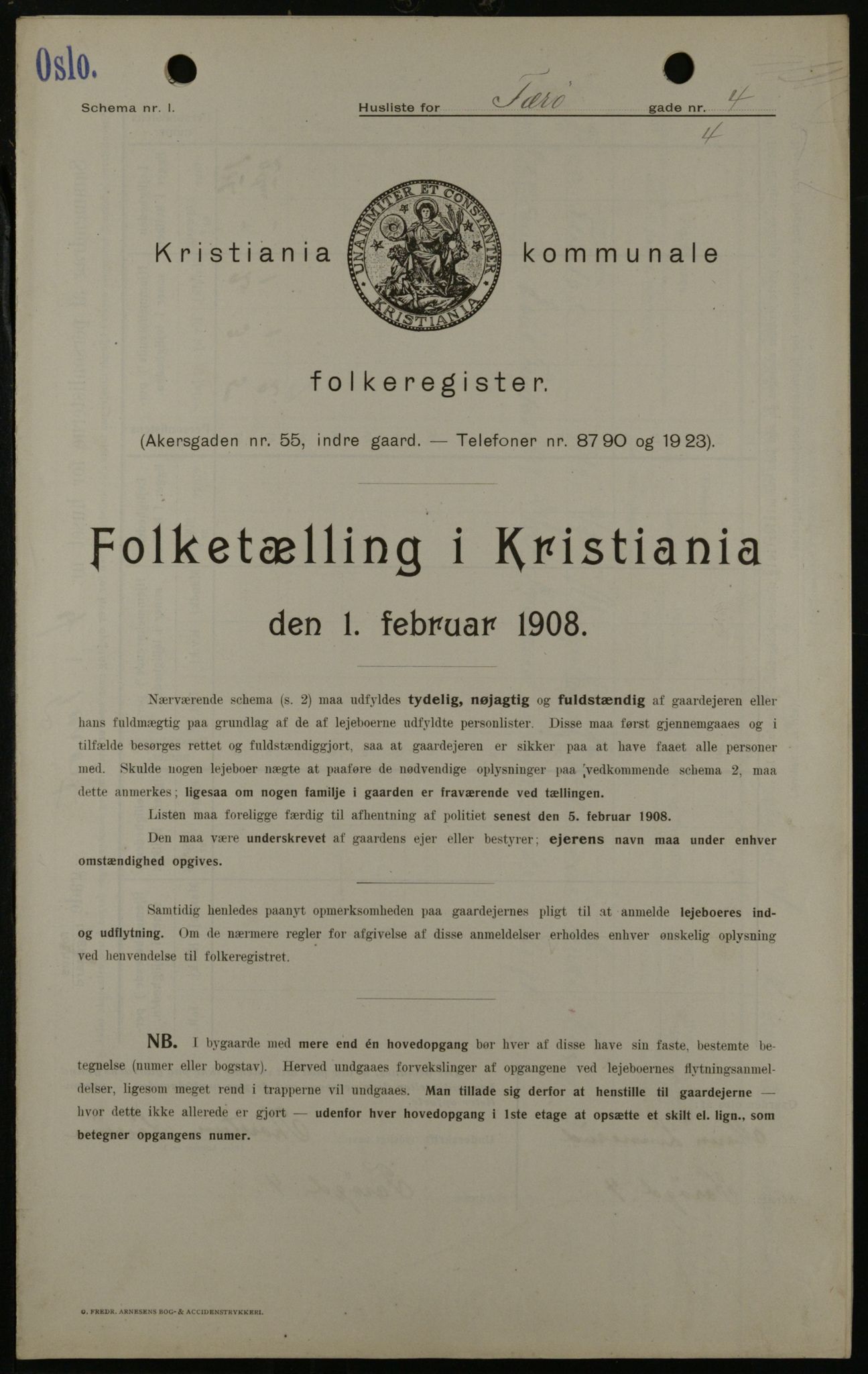 OBA, Kommunal folketelling 1.2.1908 for Kristiania kjøpstad, 1908, s. 25704