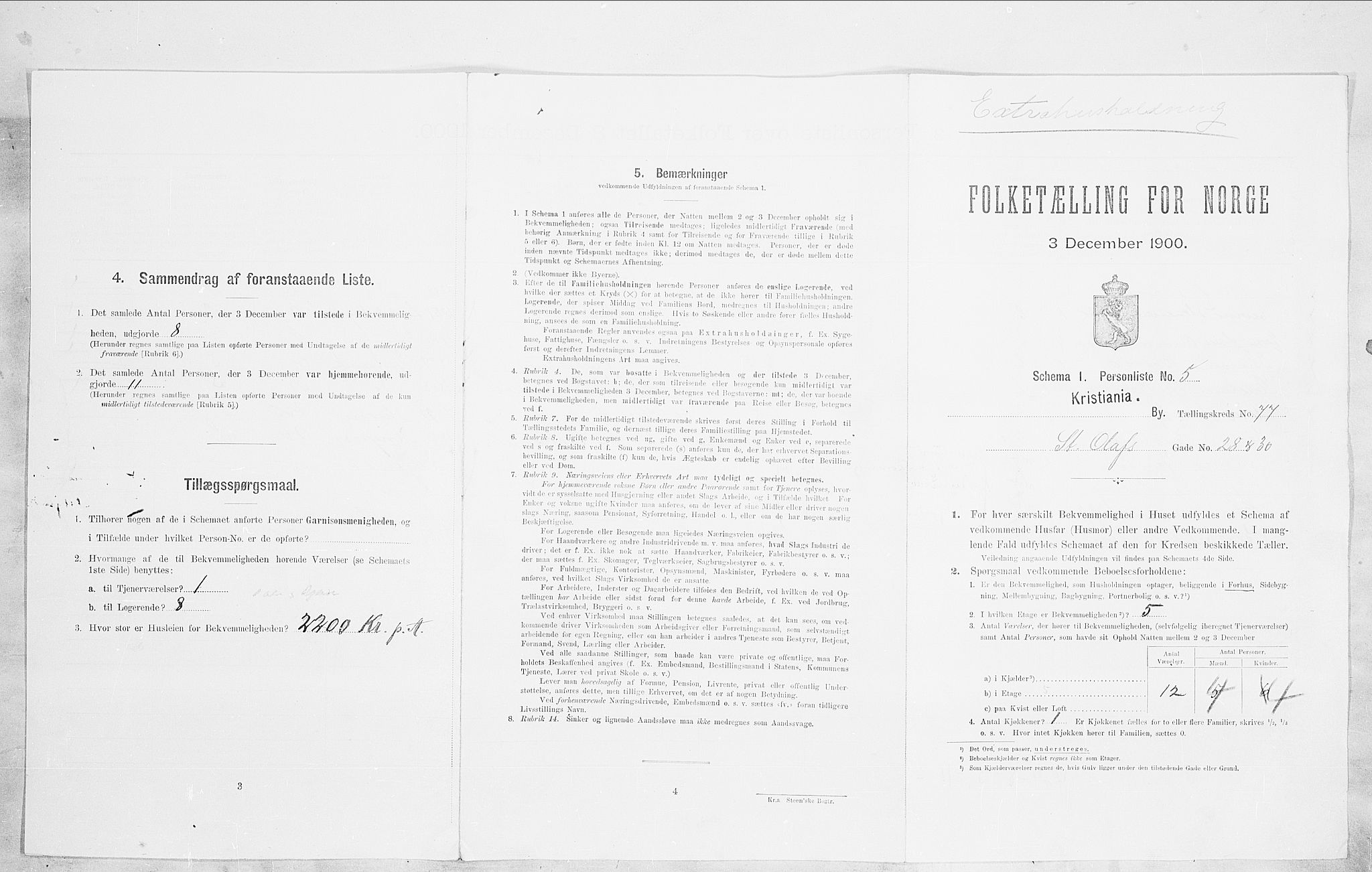 SAO, Folketelling 1900 for 0301 Kristiania kjøpstad, 1900, s. 90080