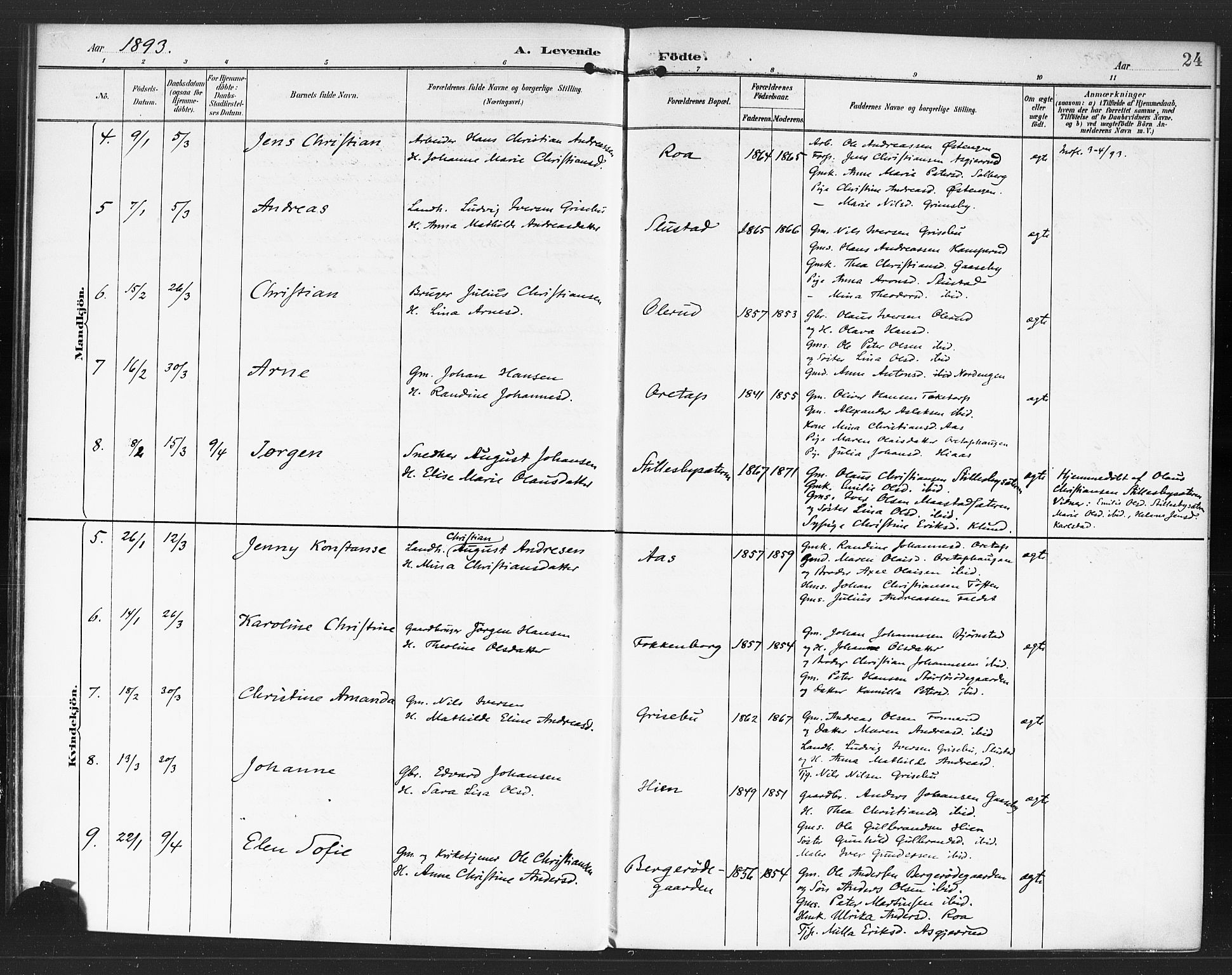 Rødenes prestekontor Kirkebøker, AV/SAO-A-2005/F/Fa/L0010: Ministerialbok nr. I 10, 1890-1900, s. 24