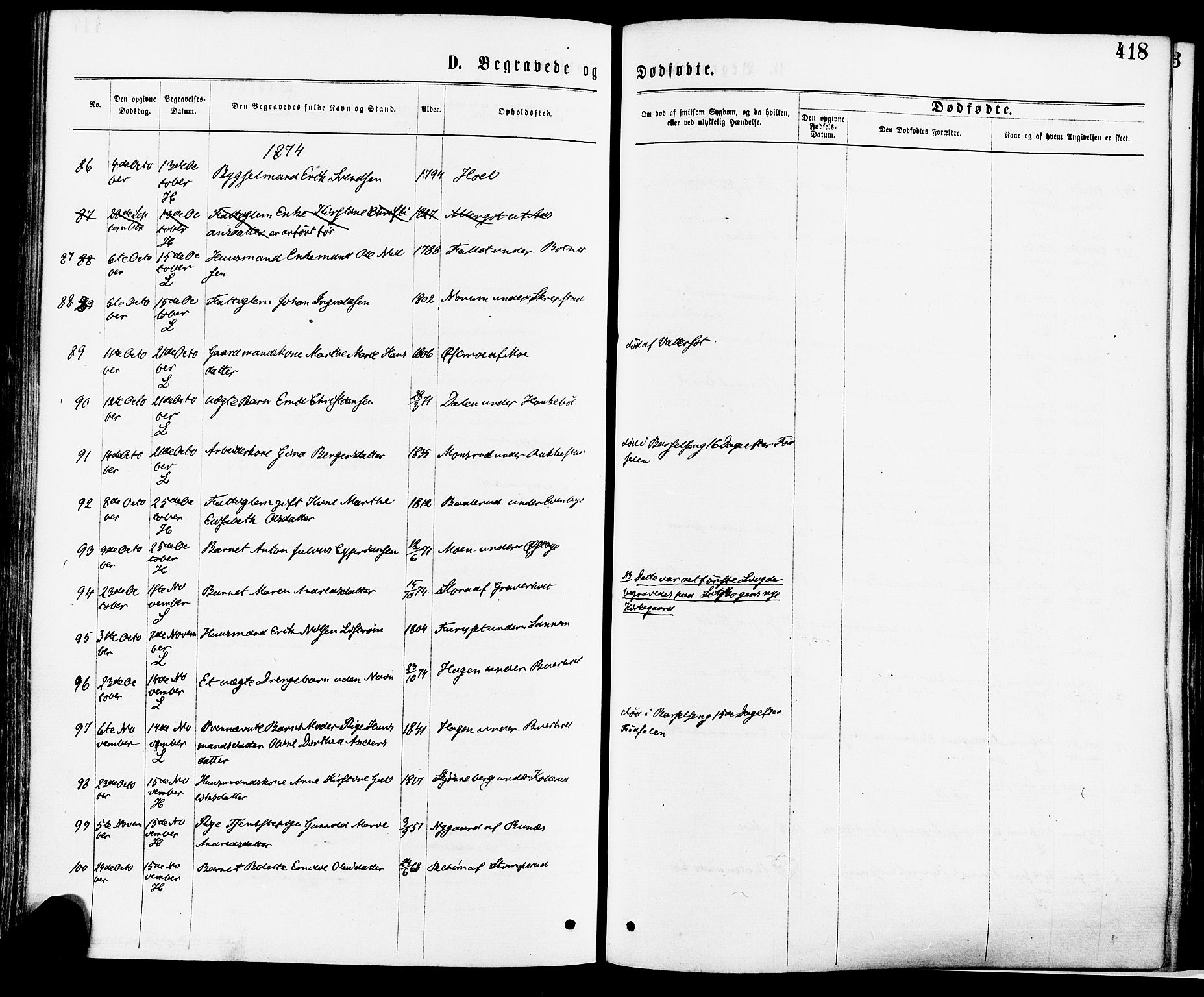 Høland prestekontor Kirkebøker, AV/SAO-A-10346a/F/Fa/L0012.a: Ministerialbok nr. I 12A, 1869-1879, s. 418