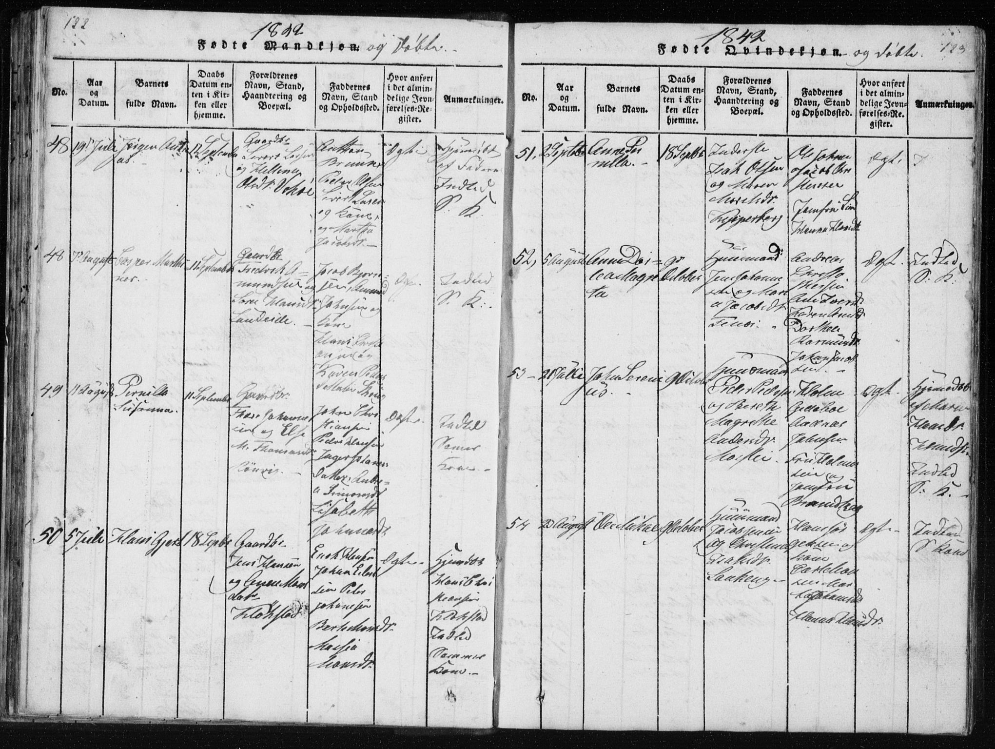 Ministerialprotokoller, klokkerbøker og fødselsregistre - Nordland, AV/SAT-A-1459/801/L0027: Klokkerbok nr. 801C02, 1835-1845, s. 122-123