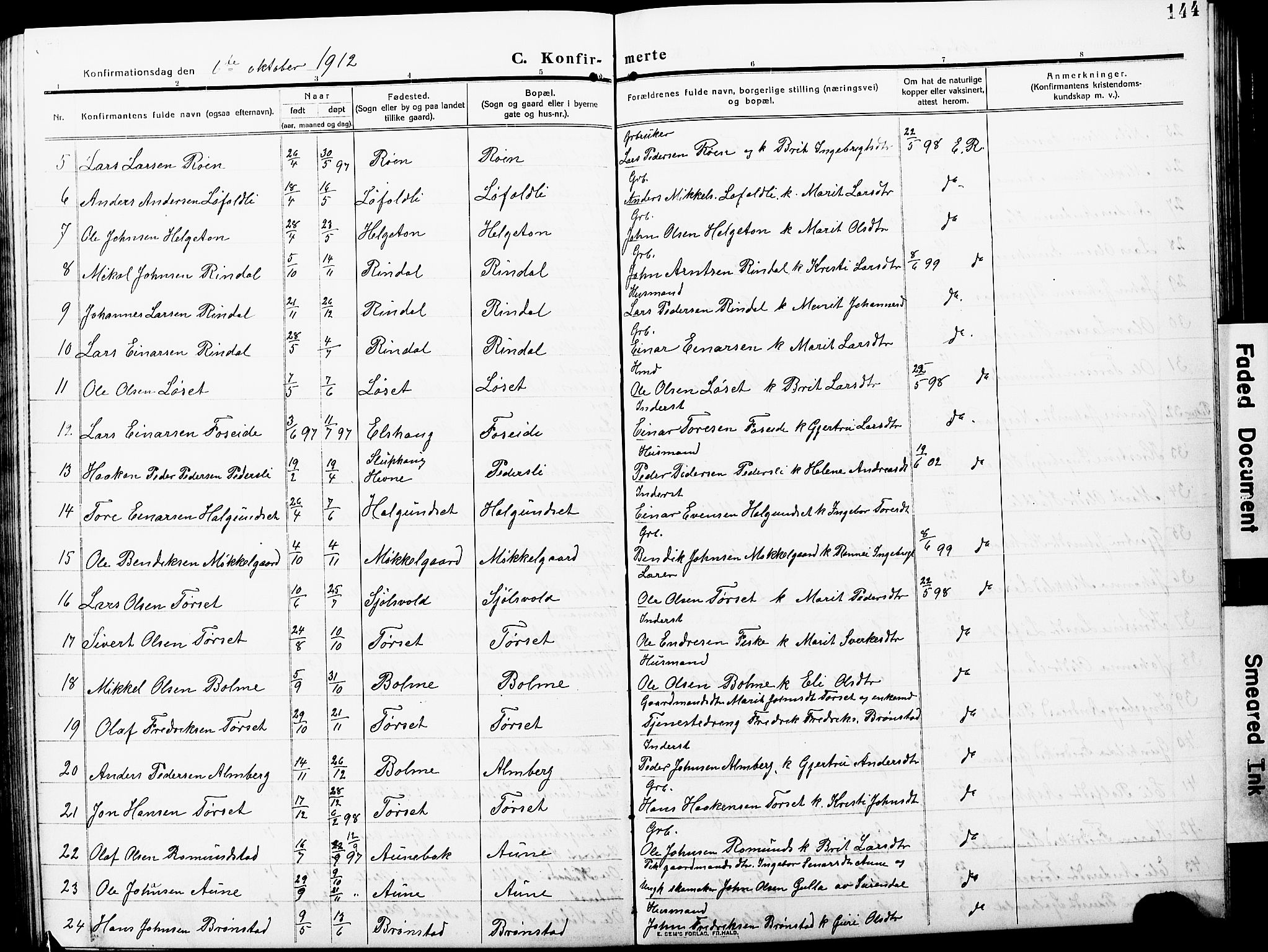 Ministerialprotokoller, klokkerbøker og fødselsregistre - Møre og Romsdal, AV/SAT-A-1454/598/L1079: Klokkerbok nr. 598C04, 1909-1927, s. 144