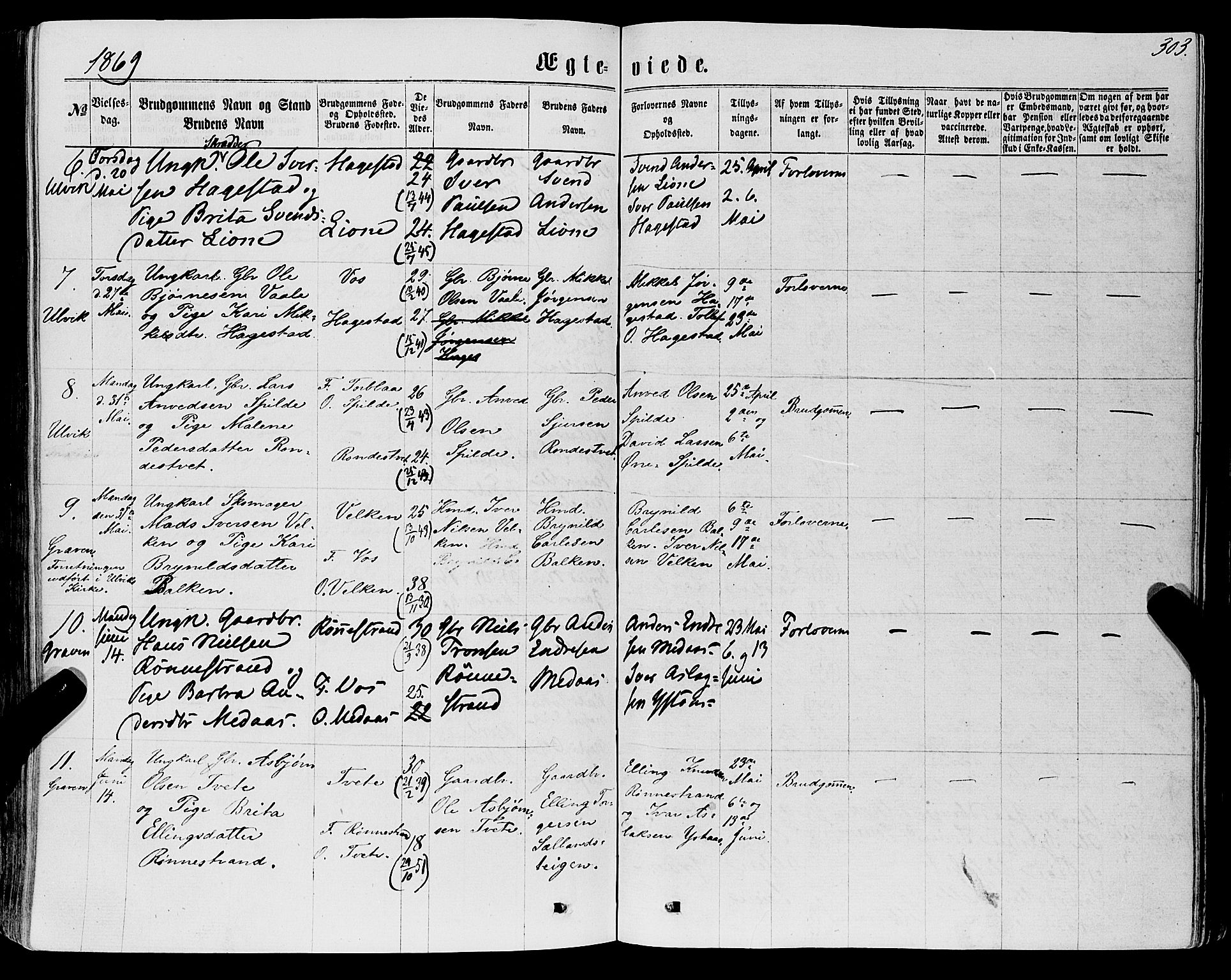 Ulvik sokneprestembete, AV/SAB-A-78801/H/Haa: Ministerialbok nr. A 15, 1864-1878, s. 303