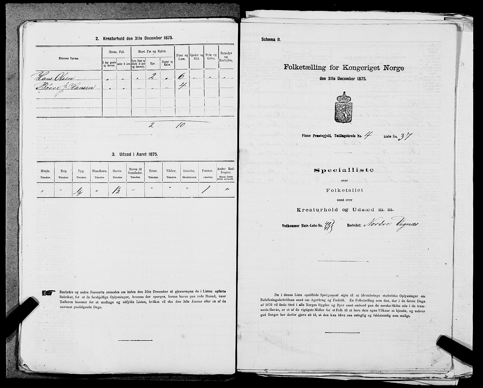 SAST, Folketelling 1875 for 1141P Finnøy prestegjeld, 1875, s. 451