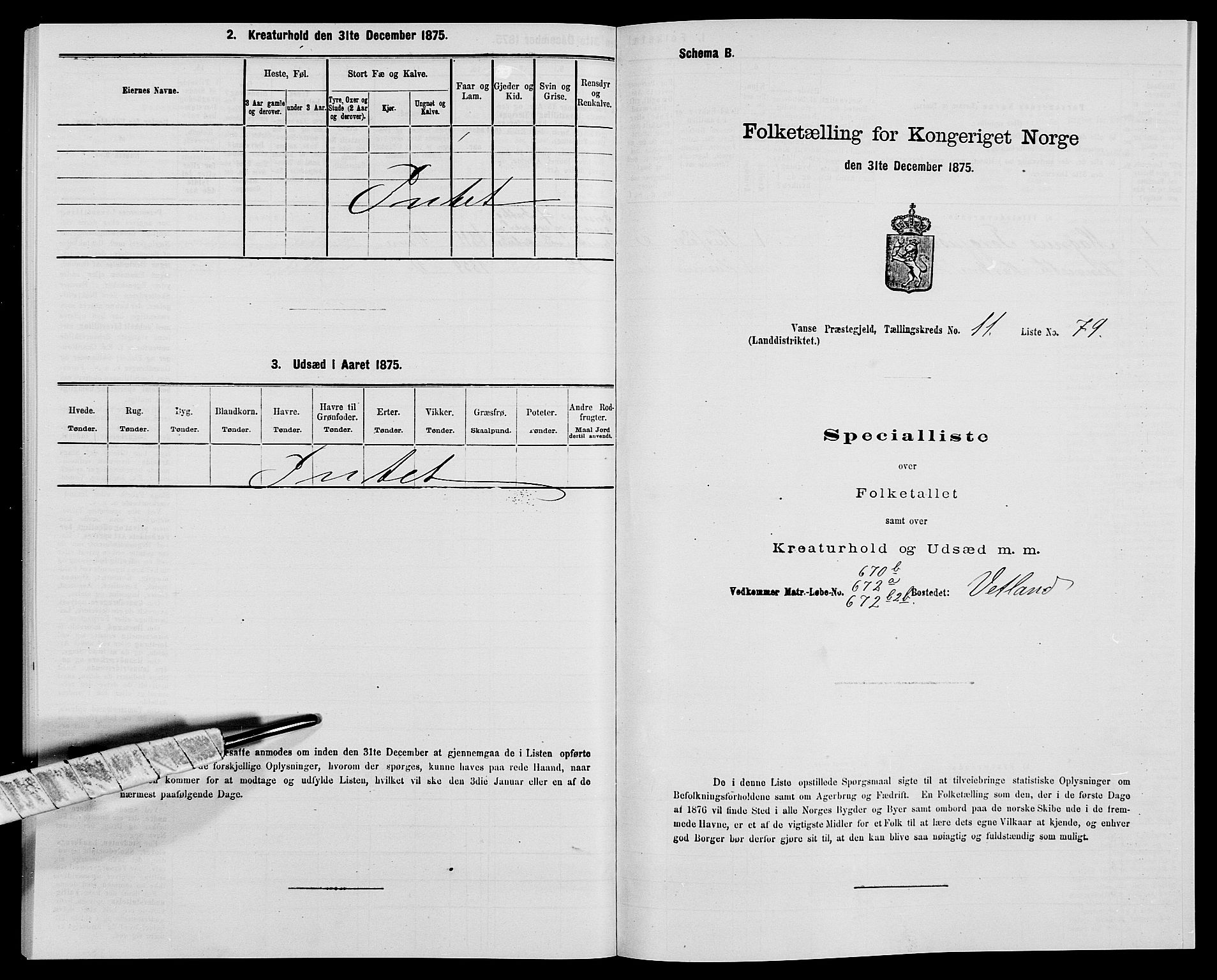 SAK, Folketelling 1875 for 1041L Vanse prestegjeld, Vanse sokn og Farsund landsokn, 1875, s. 2146