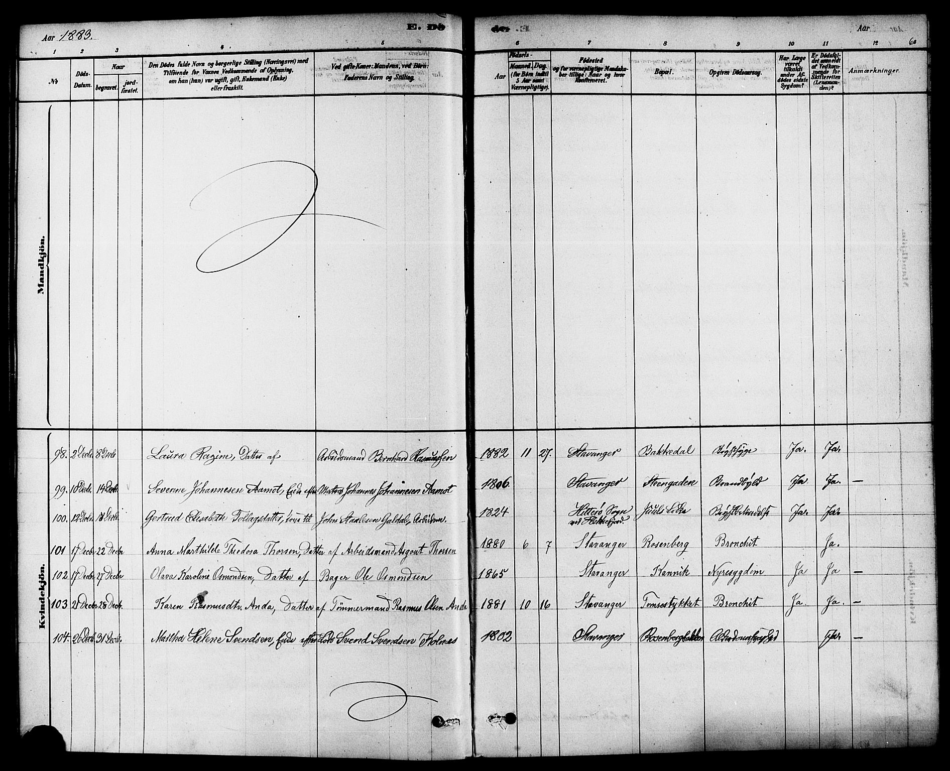 Domkirken sokneprestkontor, SAST/A-101812/001/30/30BA/L0027: Ministerialbok nr. A 26, 1878-1896, s. 60