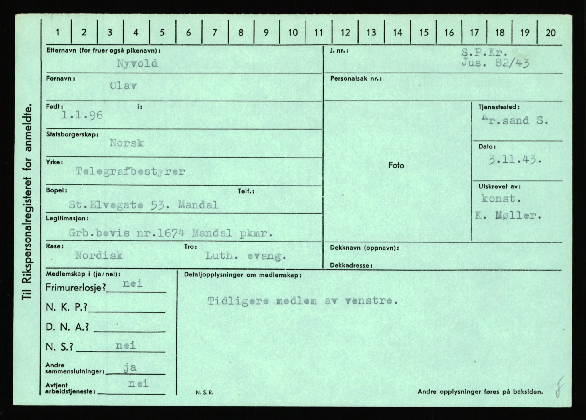 Statspolitiet - Hovedkontoret / Osloavdelingen, AV/RA-S-1329/C/Ca/L0011: Molberg - Nøstvold, 1943-1945, s. 4924