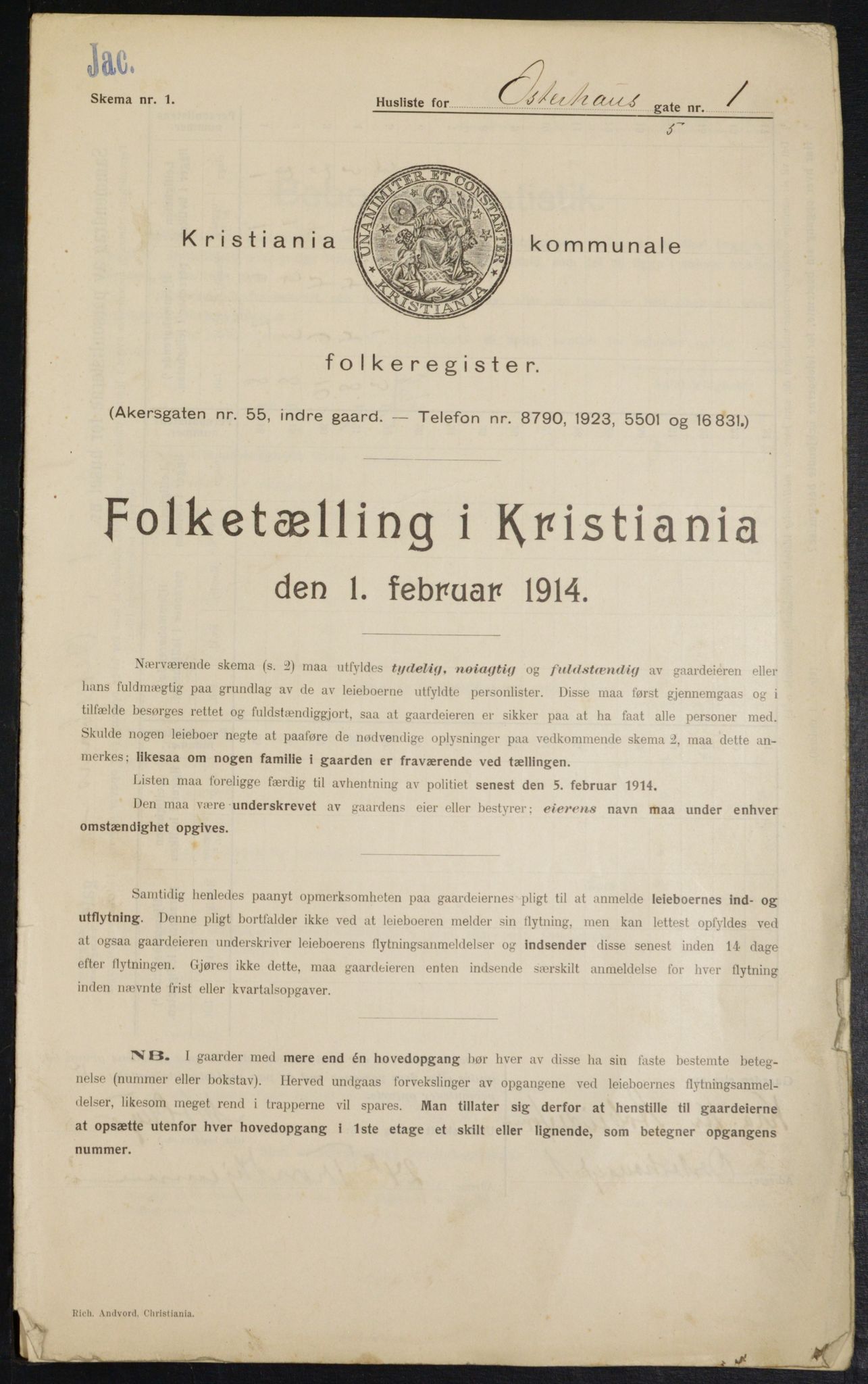 OBA, Kommunal folketelling 1.2.1914 for Kristiania, 1914, s. 77462