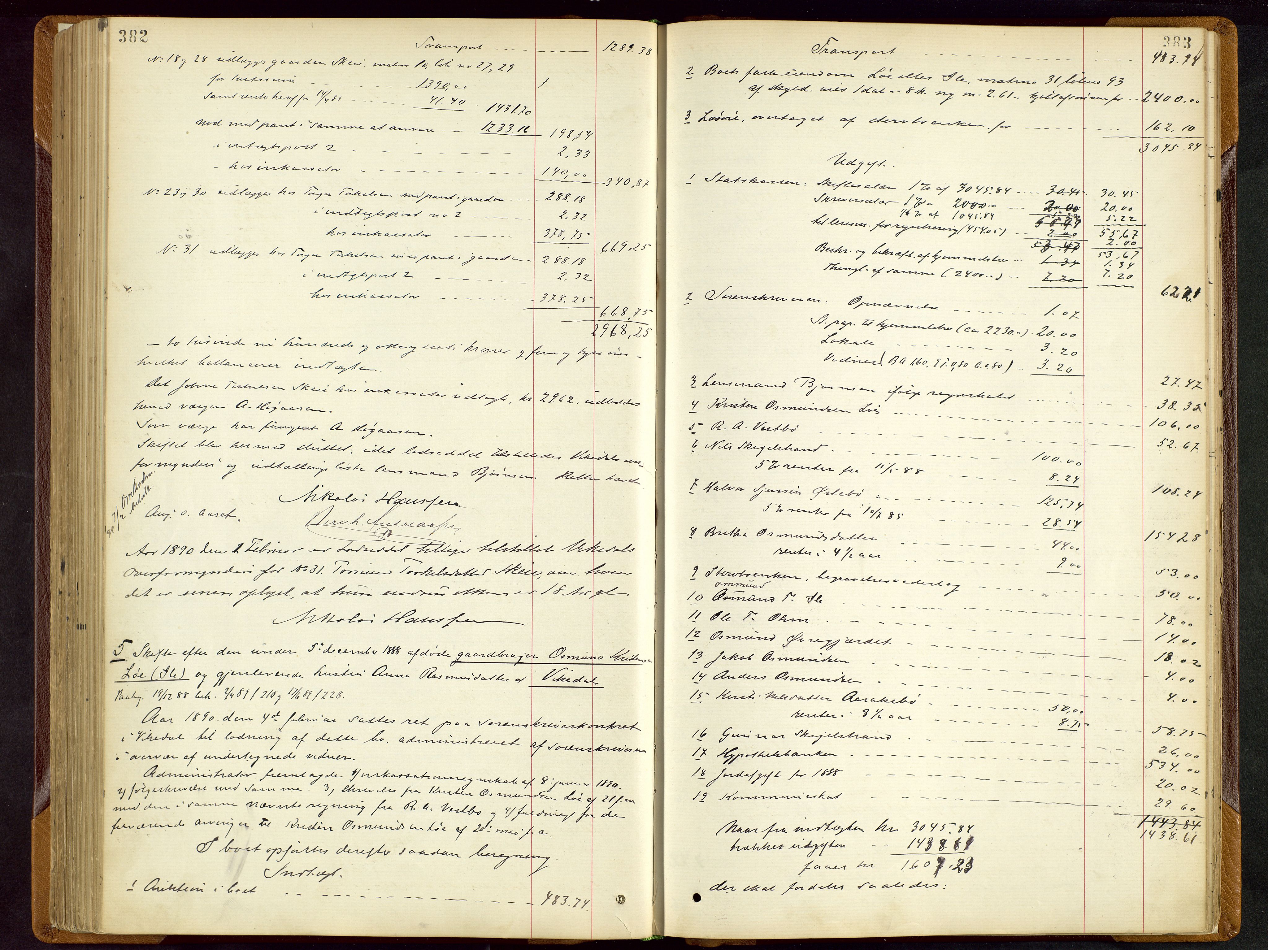 Ryfylke tingrett, AV/SAST-A-100055/001/IV/IVD/L0028: Skifteprotokoll, register i protokollen, 1885-1893, s. 382-383