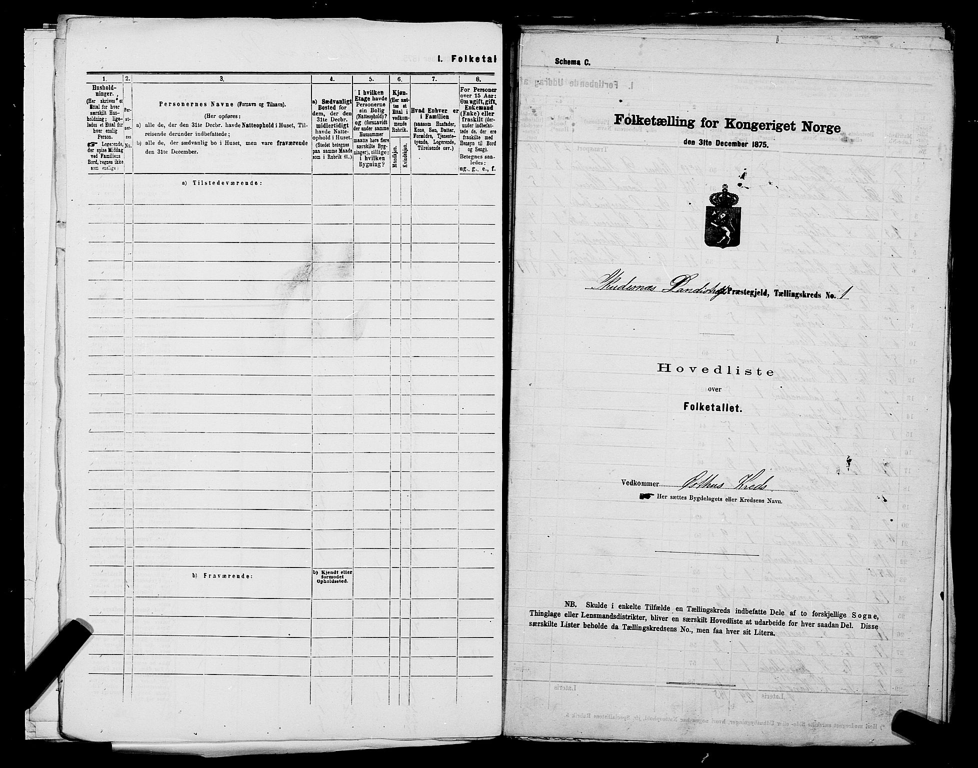 SAST, Folketelling 1875 for 1150L Skudenes prestegjeld, Falnes sokn, Åkra sokn og Ferkingstad sokn, 1875, s. 6