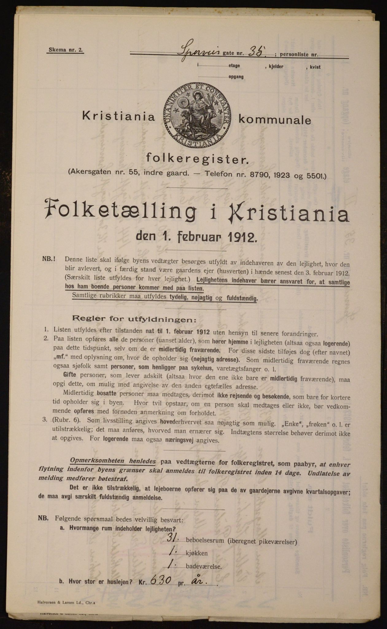 OBA, Kommunal folketelling 1.2.1912 for Kristiania, 1912, s. 100898