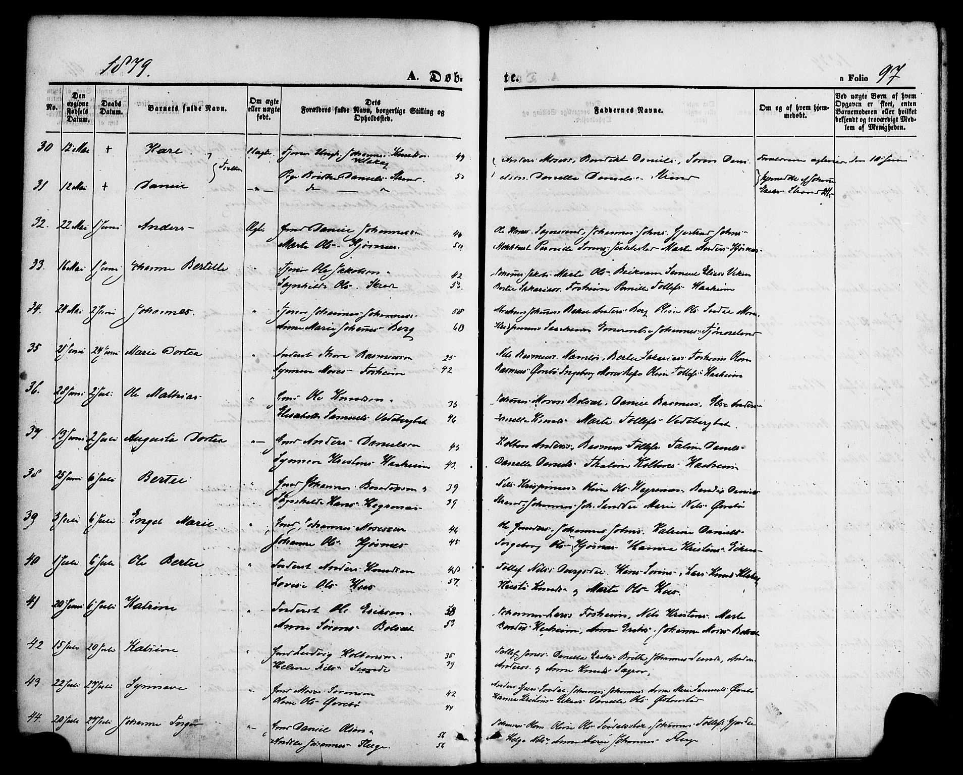 Jølster sokneprestembete, AV/SAB-A-80701/H/Haa/Haaa/L0011: Ministerialbok nr. A 11, 1866-1881, s. 97