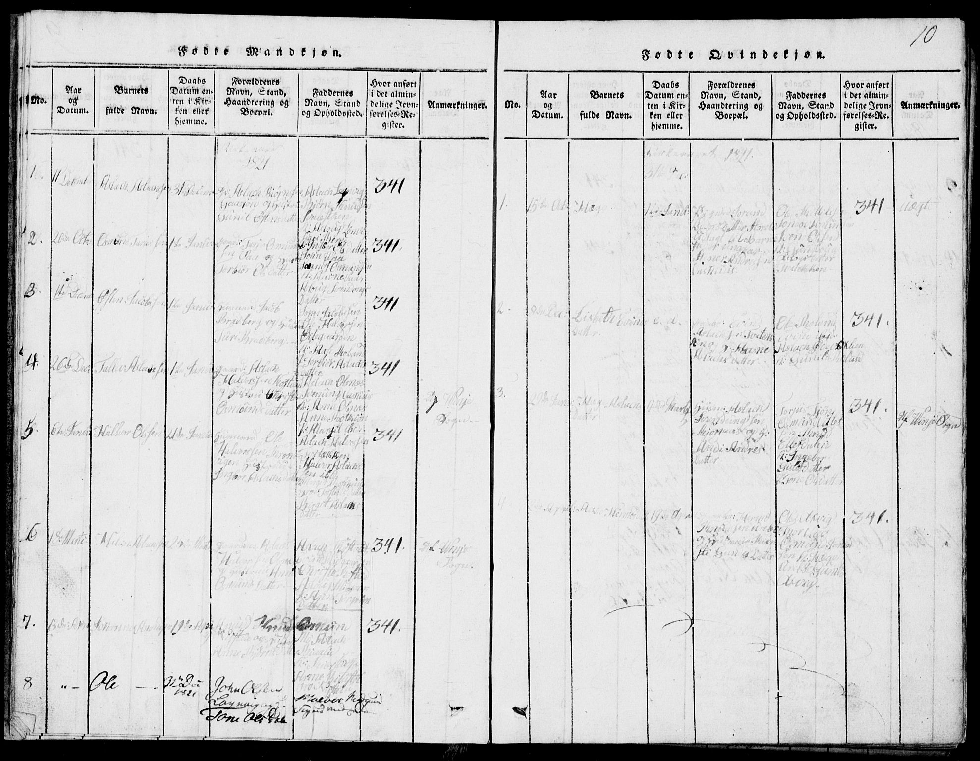 Rauland kirkebøker, AV/SAKO-A-292/G/Ga/L0001: Klokkerbok nr. I 1, 1814-1843, s. 10