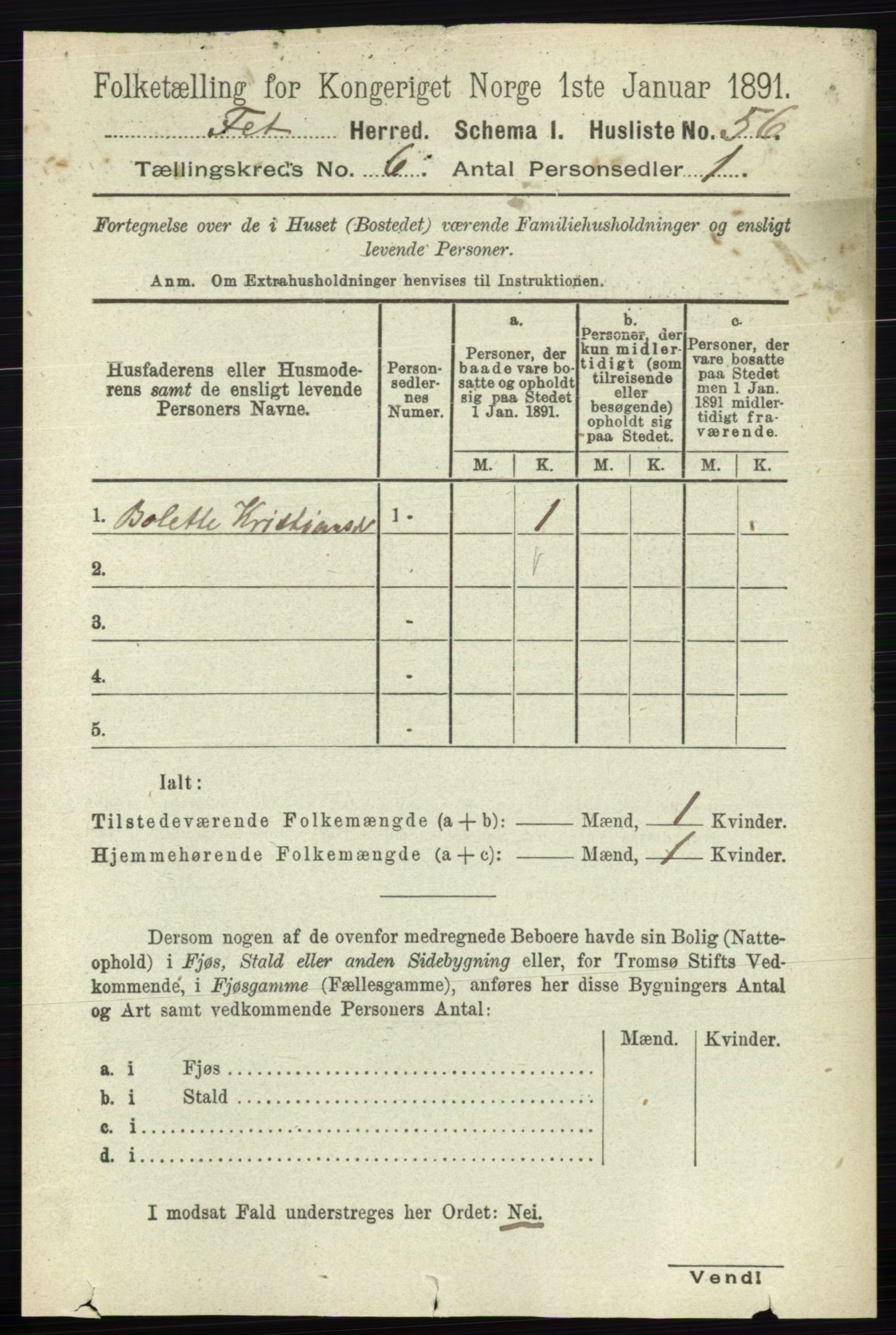 RA, Folketelling 1891 for 0227 Fet herred, 1891, s. 1926