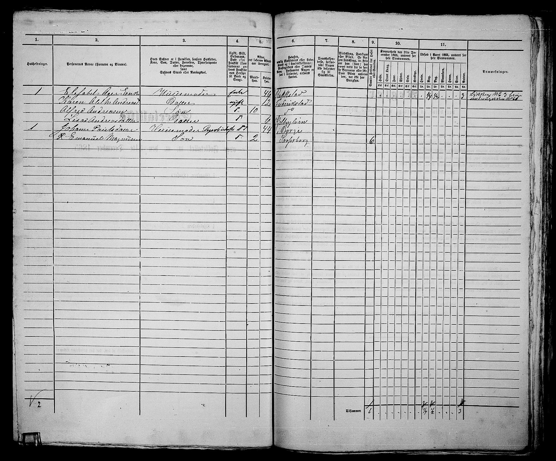 RA, Folketelling 1865 for 0103B Fredrikstad prestegjeld, Fredrikstad kjøpstad, 1865, s. 711