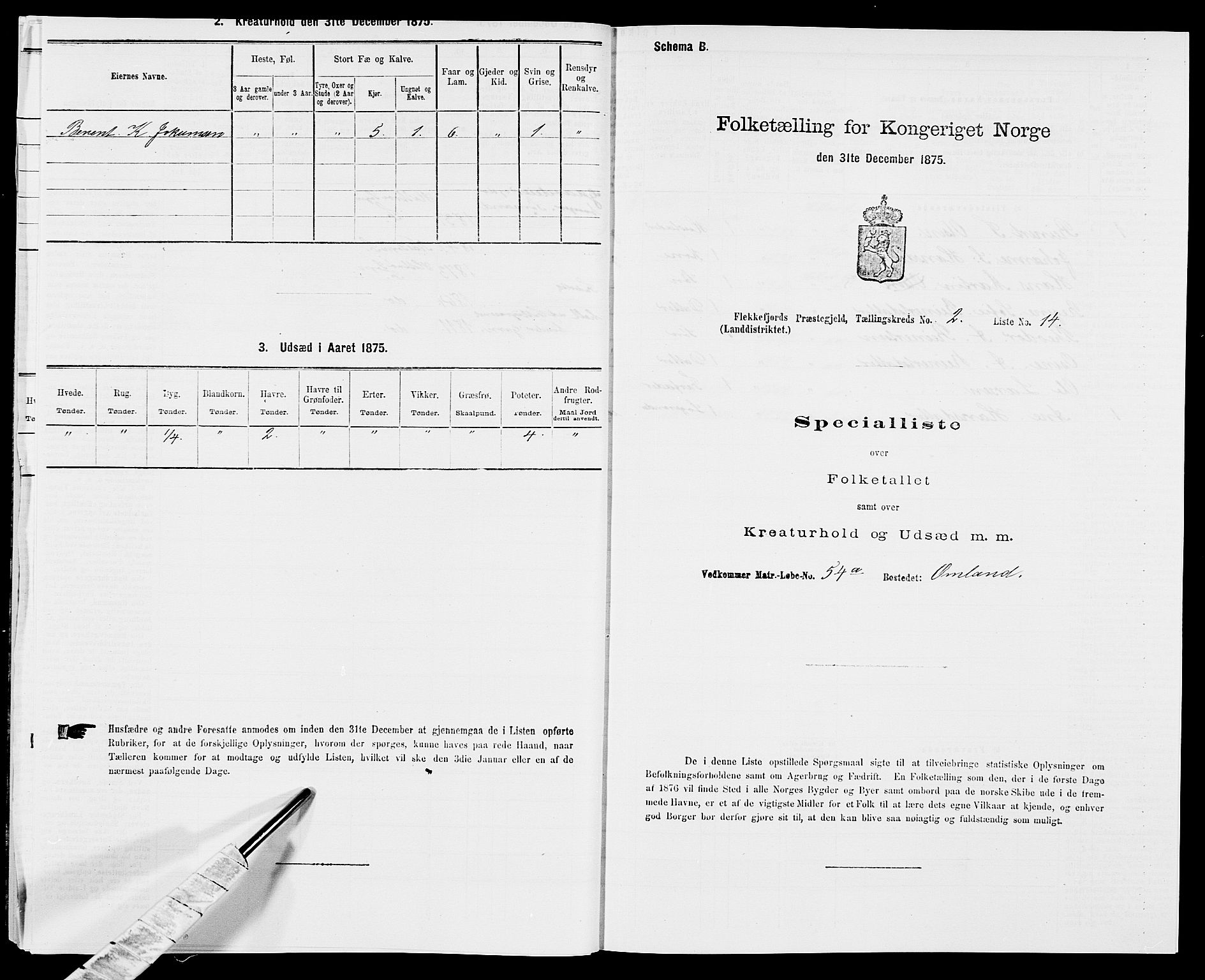 SAK, Folketelling 1875 for 1042L Flekkefjord prestegjeld, Nes sokn og Hidra sokn, 1875, s. 290